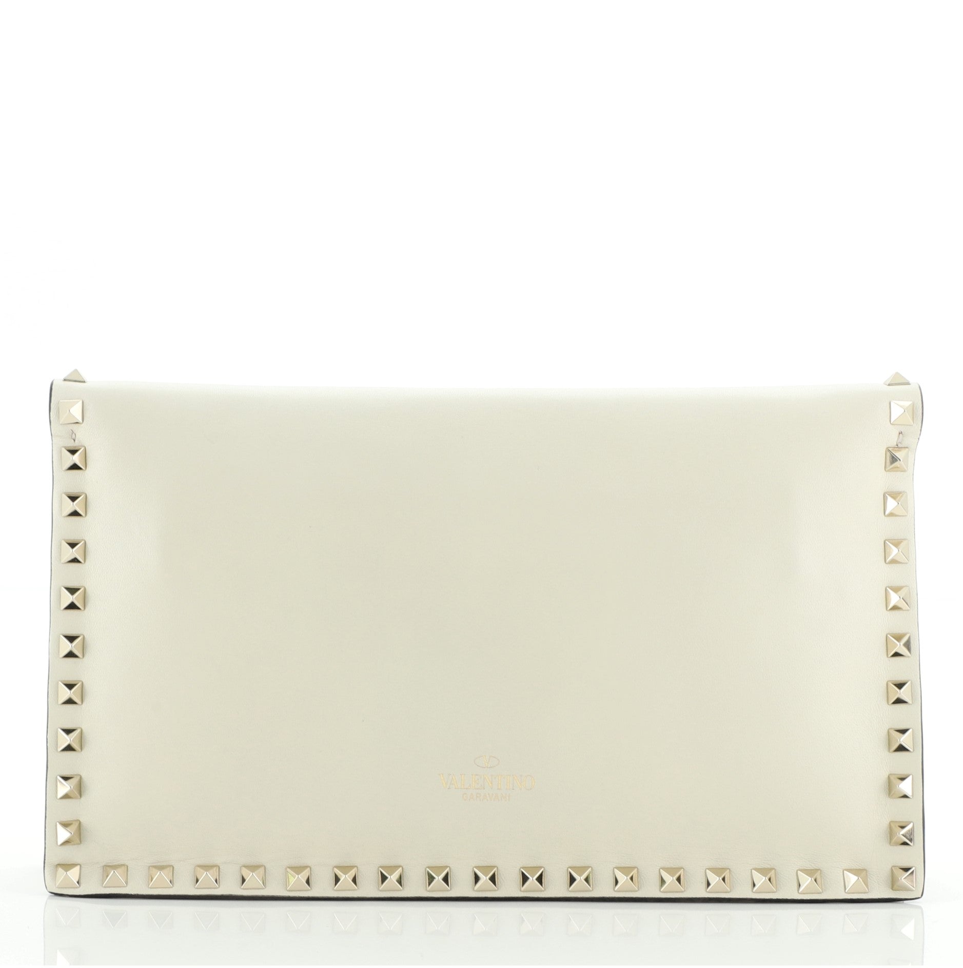 Rockstud Flap Clutch Leather