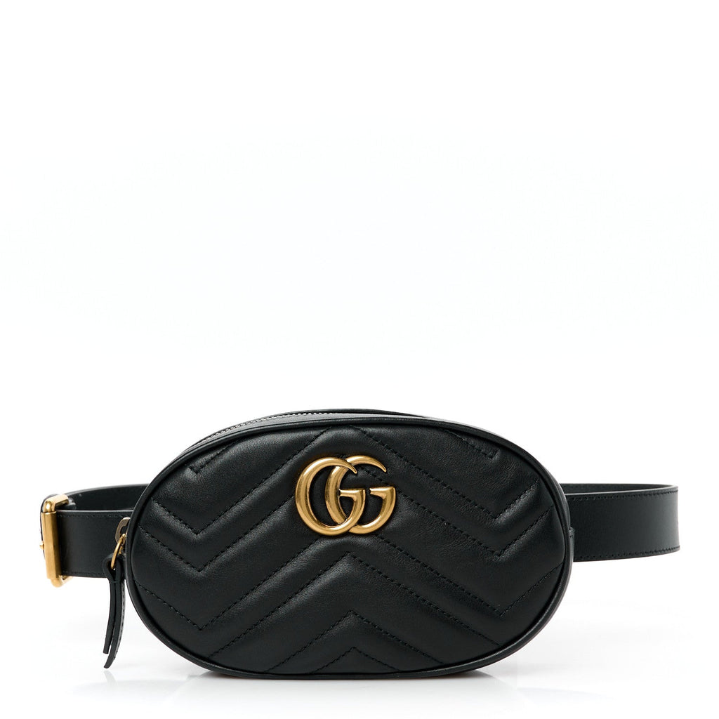 Calfskin Matelasse GG Marmont Belt Bag 85 34 Black