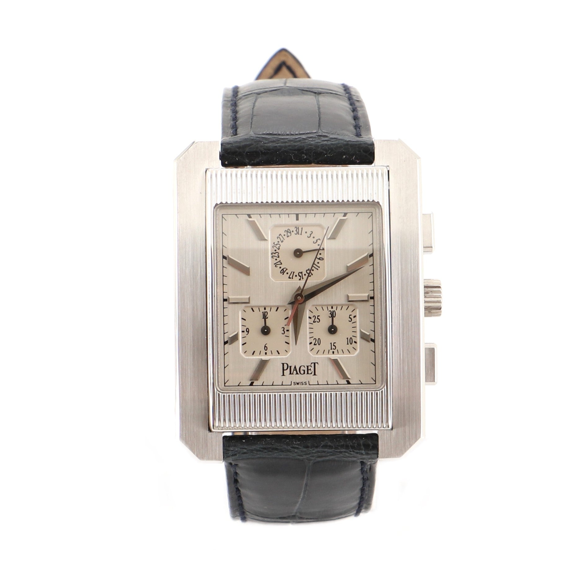 Protocole Chronograph Quartz Watch White Gold and Alligator 32