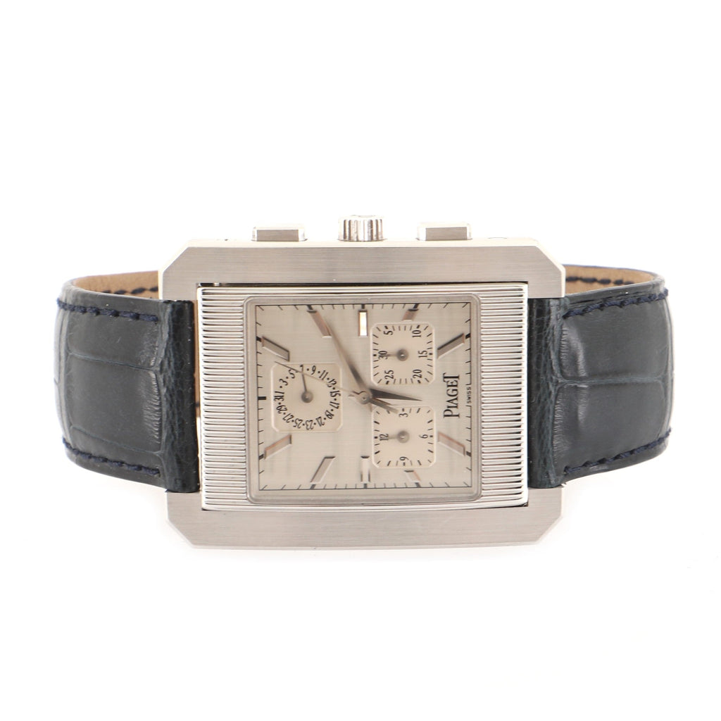 Protocole Chronograph Quartz Watch White Gold and Alligator 32