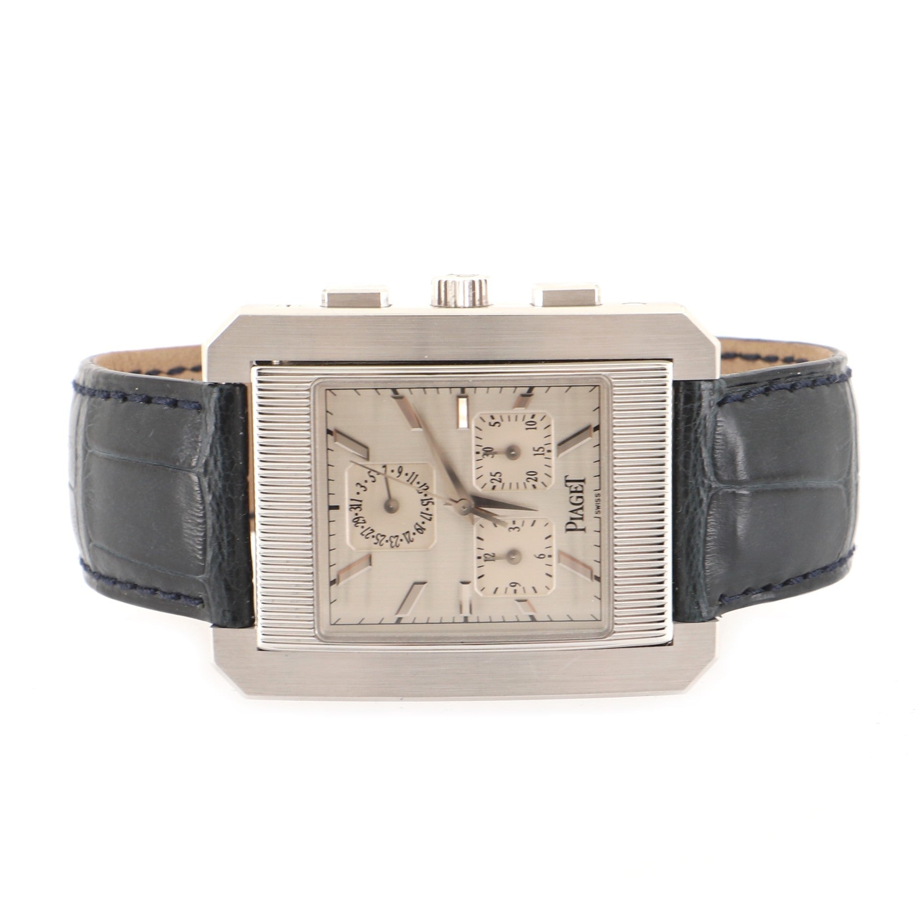 Protocole Chronograph Quartz Watch White Gold and Alligator 32