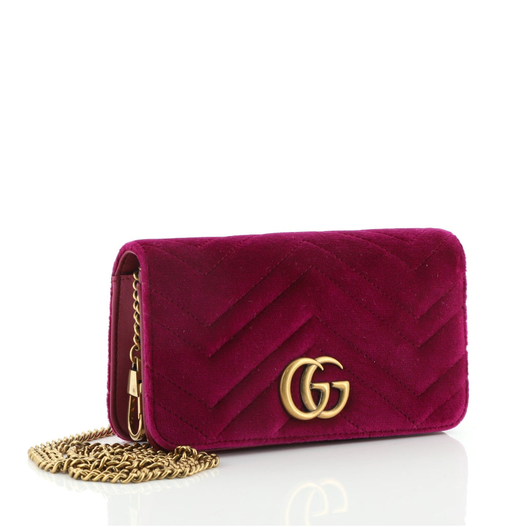GG Marmont Chain Flap Bag Matelasse Velvet Mini