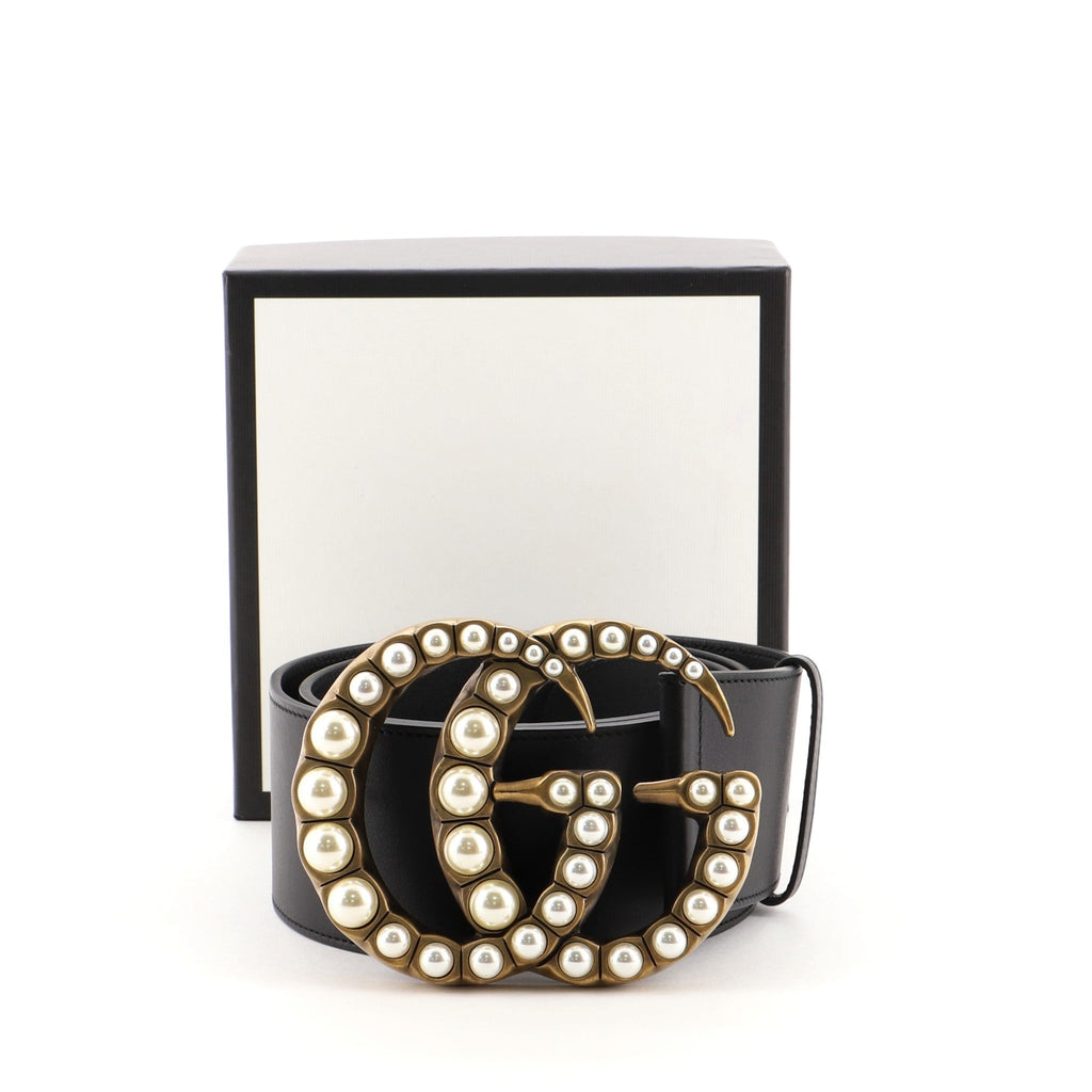 Pearly GG Marmont Belt Leather Wide 95