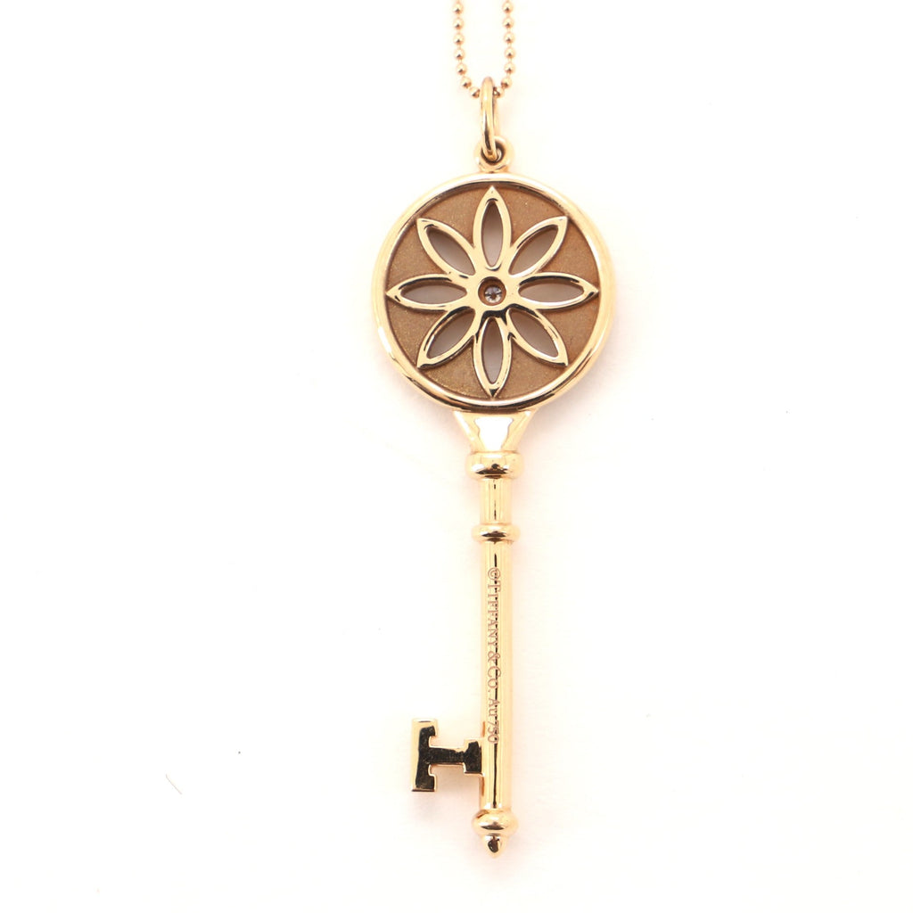 Daisy Key Pendant Necklace 18K Rose Gold with Diamond