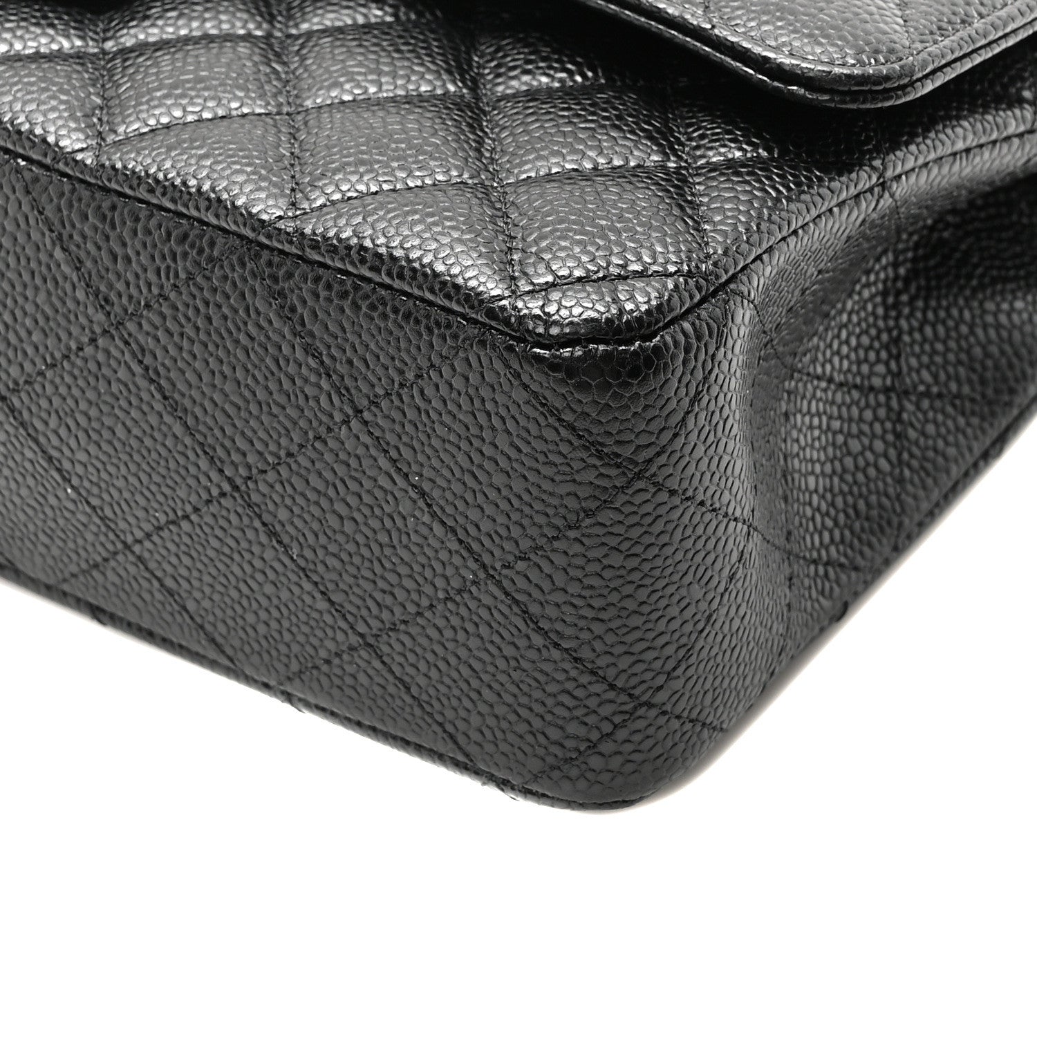 Caviar Quilted Medium Double Flap Black