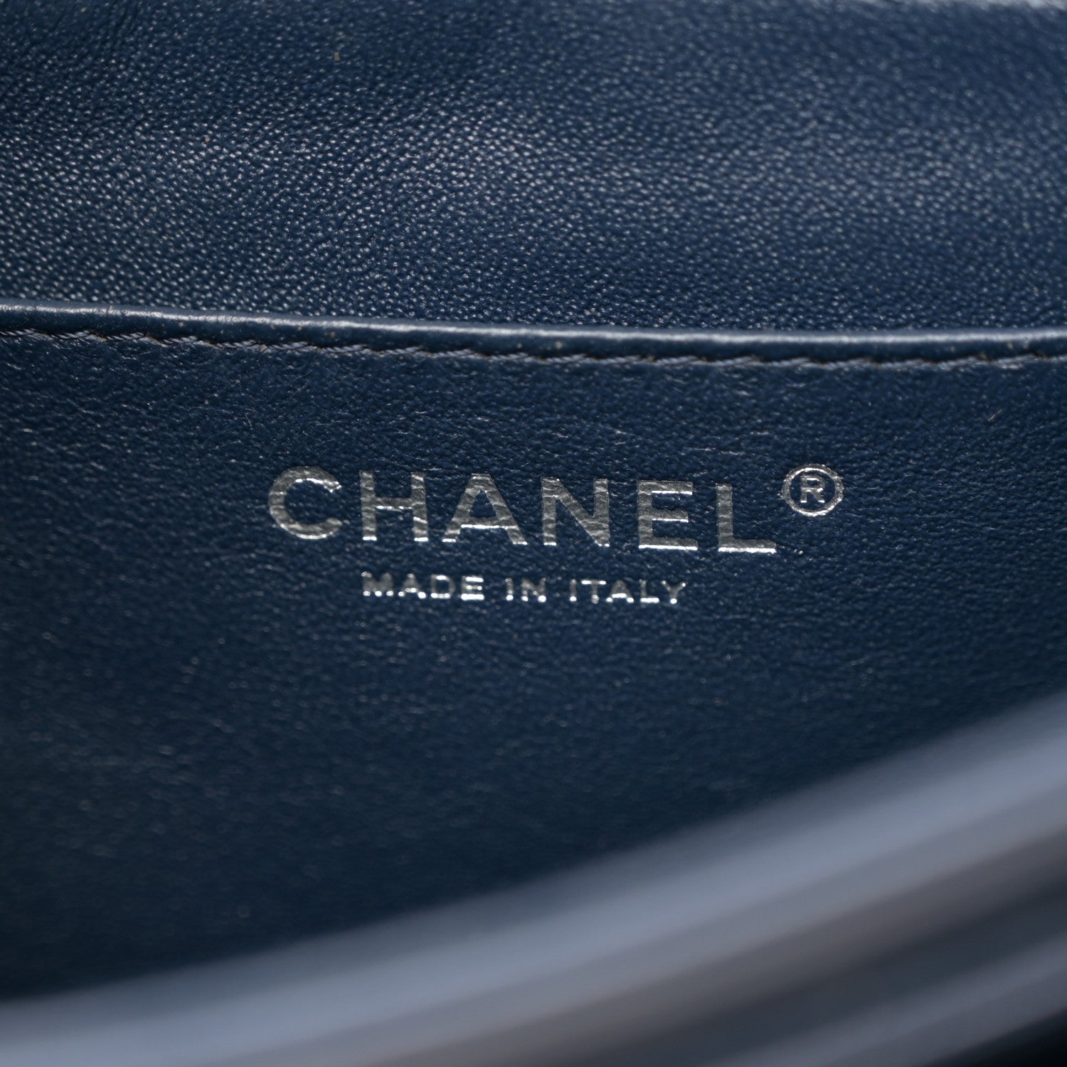 Lambskin Quilted Large Geometric Flap Navy