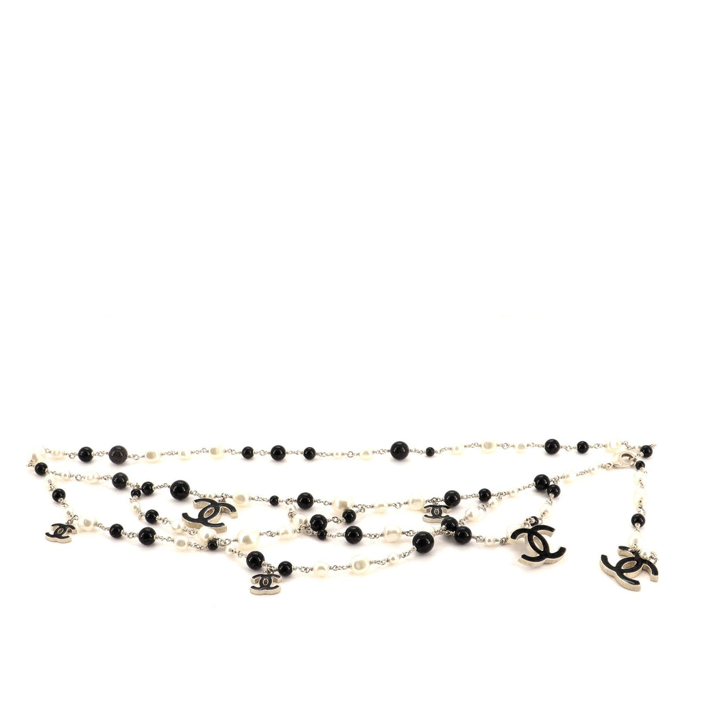 CC Multistrand Chain Belt Faux Pearls, Beads and Metal with Enamel 50