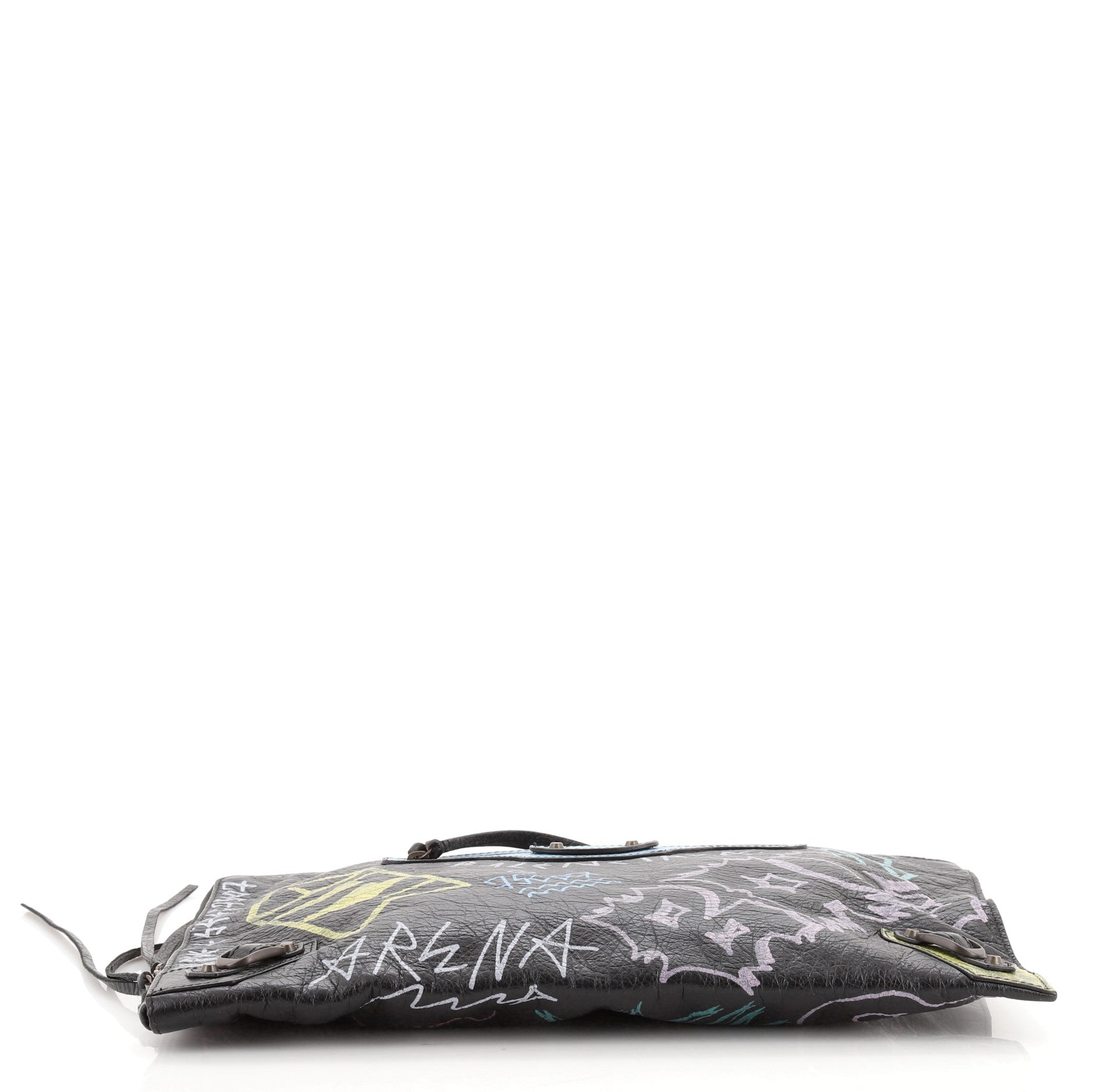 Graffiti Zip Around Classic Studs Clutch Leather Medium