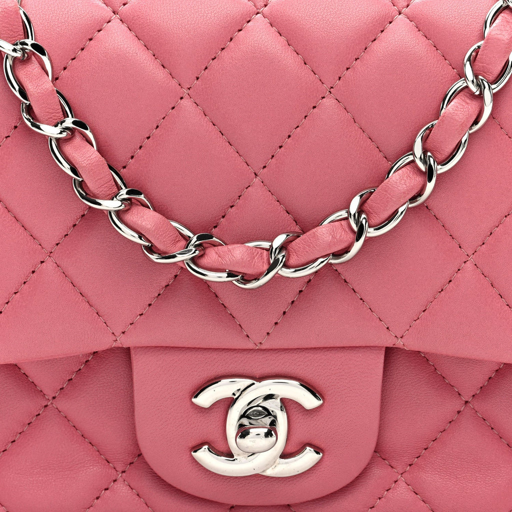 Lambskin Quilted Mini Square Flap Pink