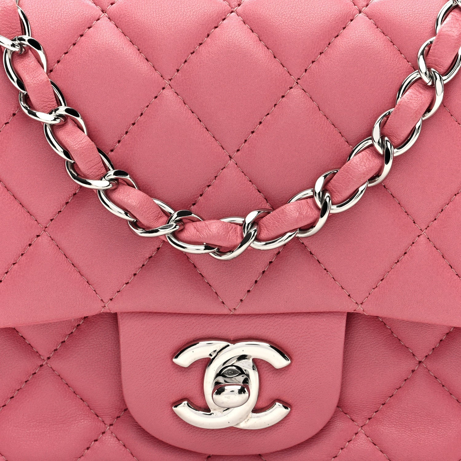 Lambskin Quilted Mini Square Flap Pink