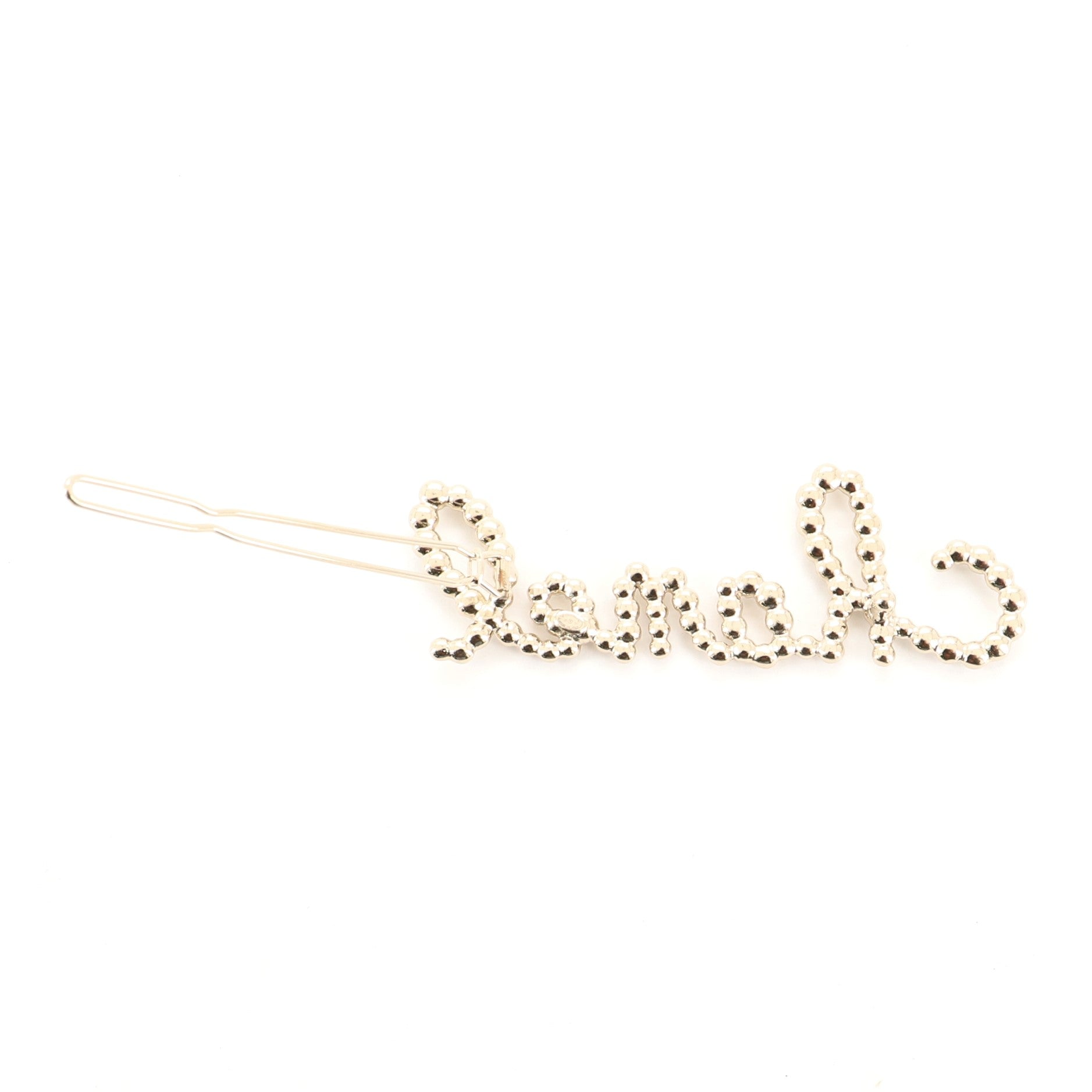Swirling Logo Hair Clip Faux Pearls and Crystal Embellished Metal XS