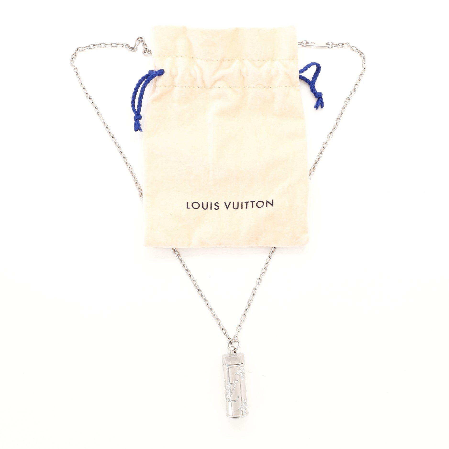 Monogram Pendant Necklace Metal with Crystal