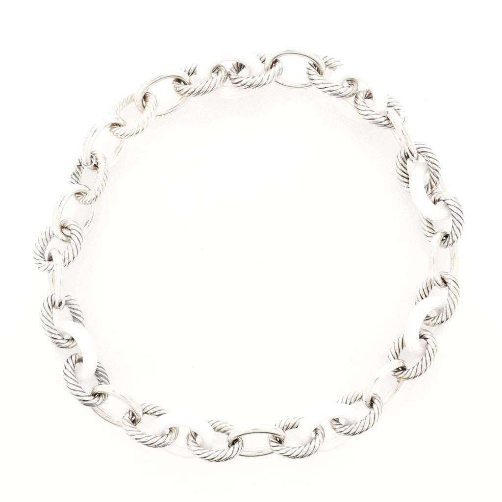 Oval Link Necklace Sterling Silver and Ceramic Medium
