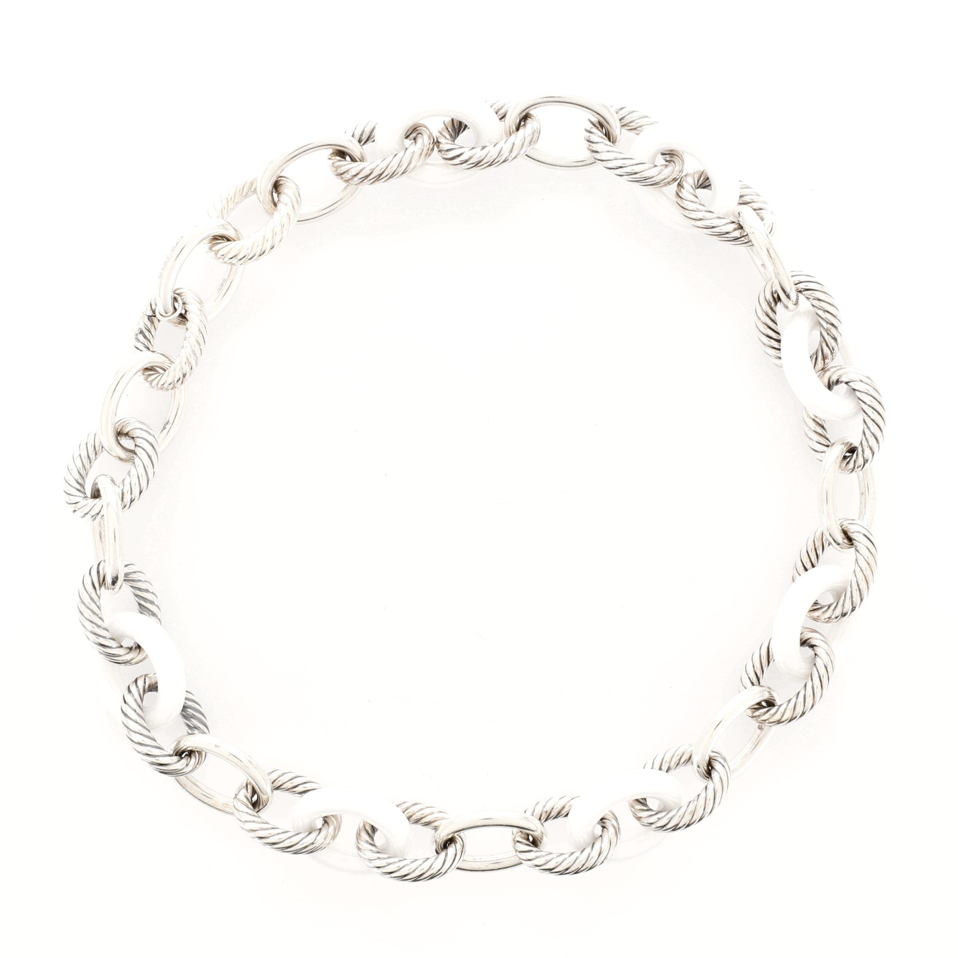 Oval Link Necklace Sterling Silver and Ceramic Medium