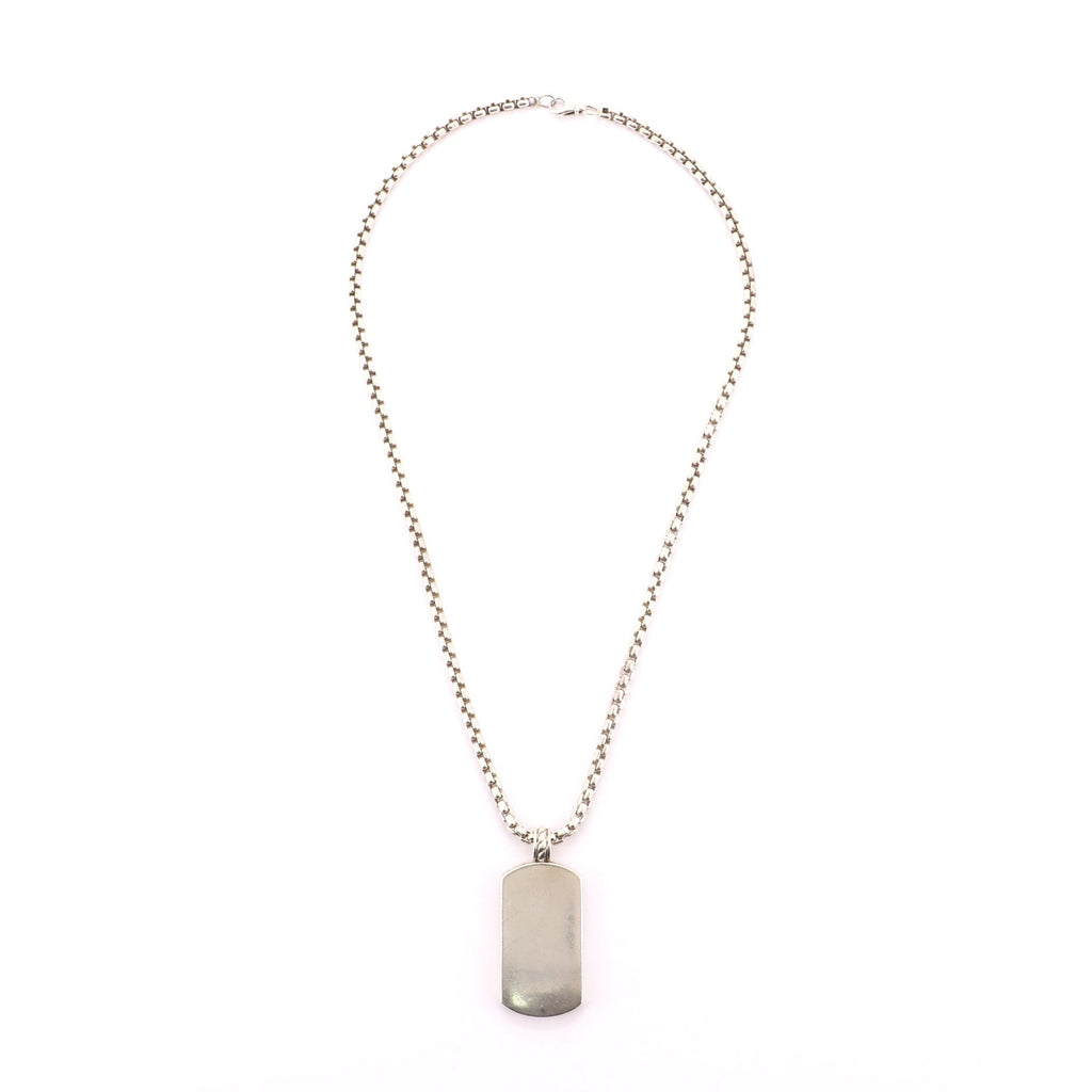 Exotic Stone Dog Tag Necklace Sterling Silver and Tiger Iron Slice