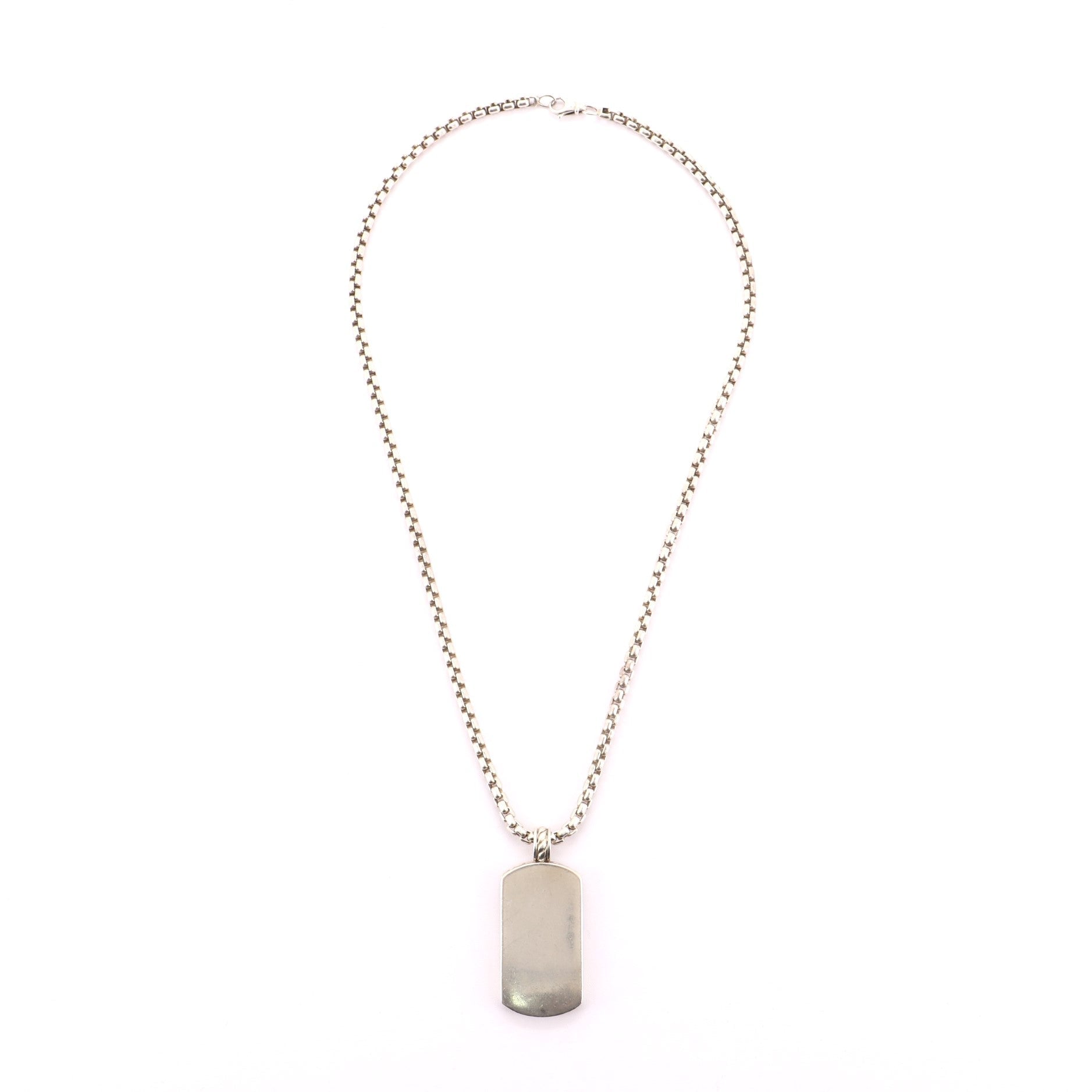 Exotic Stone Dog Tag Necklace Sterling Silver and Tiger Iron Slice