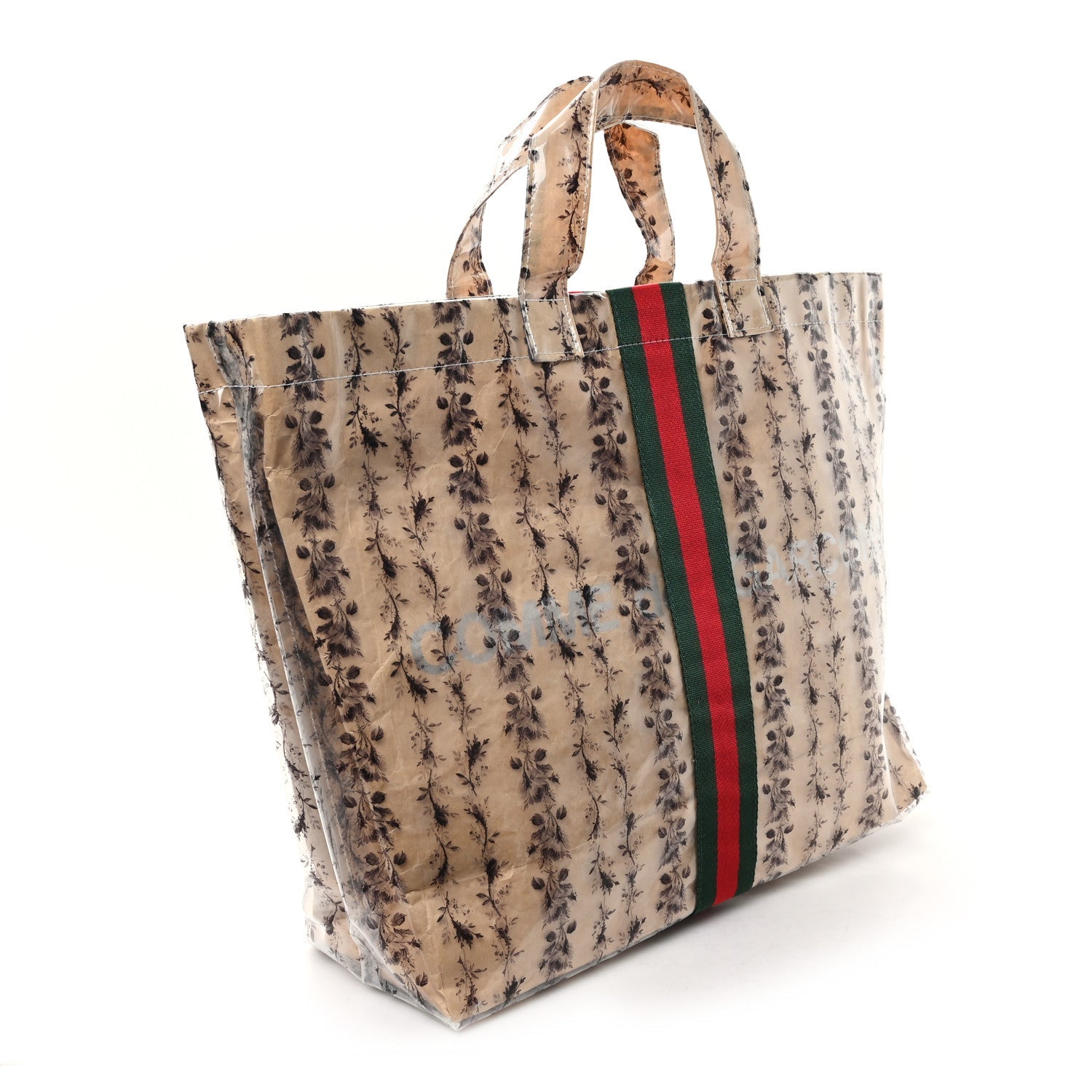 X COME DE GARCONS Plastic Web Floral Paper Shopper Tote