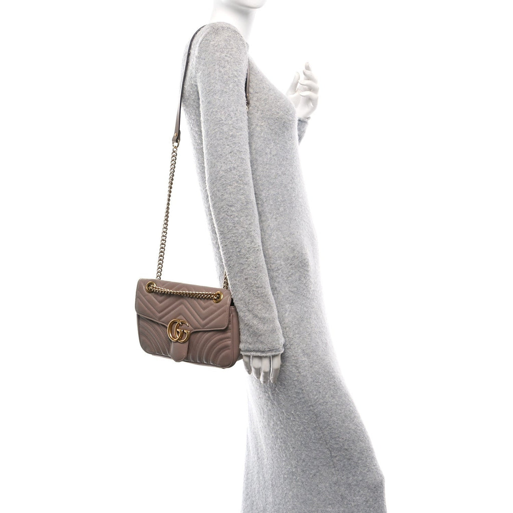 Calfskin Matelasse Small GG Marmont Shoulder Bag Porcelain Rose