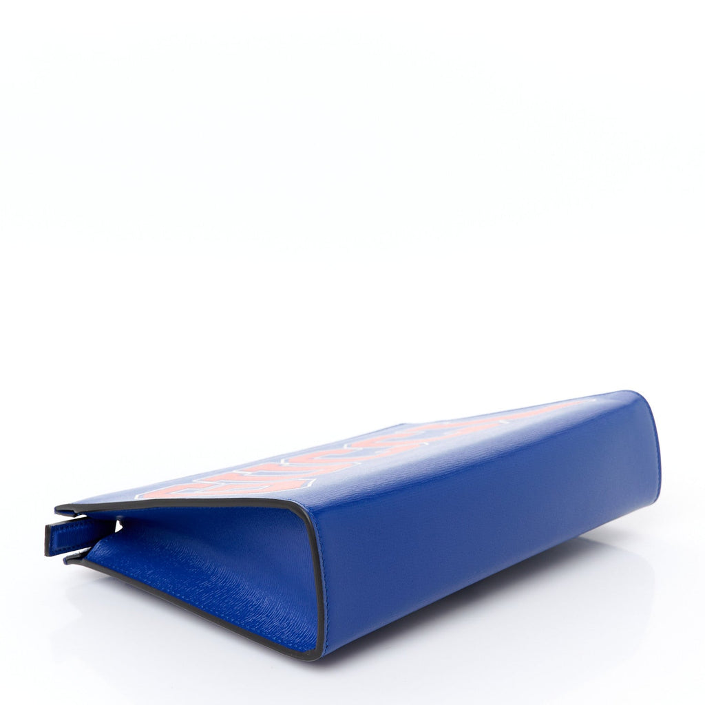 New Shanghai Calfskin Interlocking G Logo Wristlet Pouch Cobalt Blue Orange