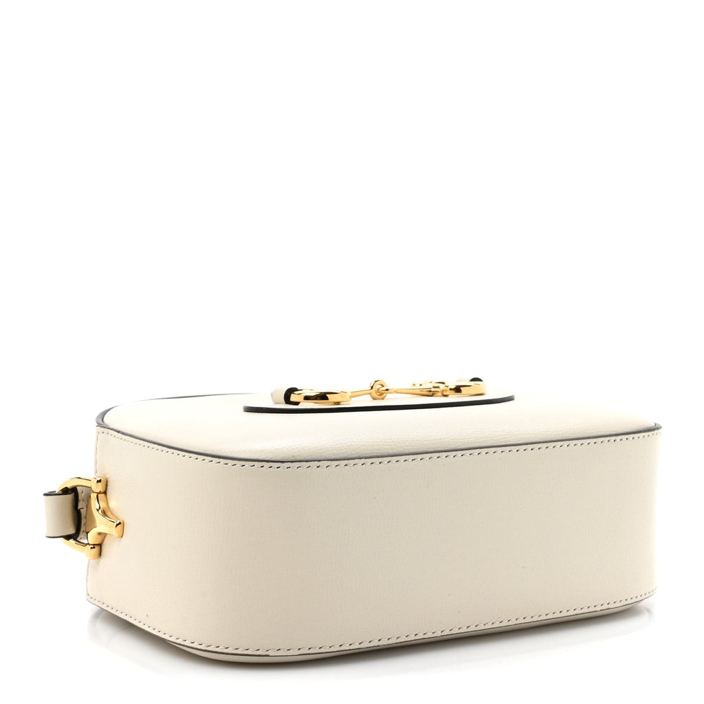 Azalea Calfskin Mini Horsebit 1955 Camera Shoulder Bag Mystic White