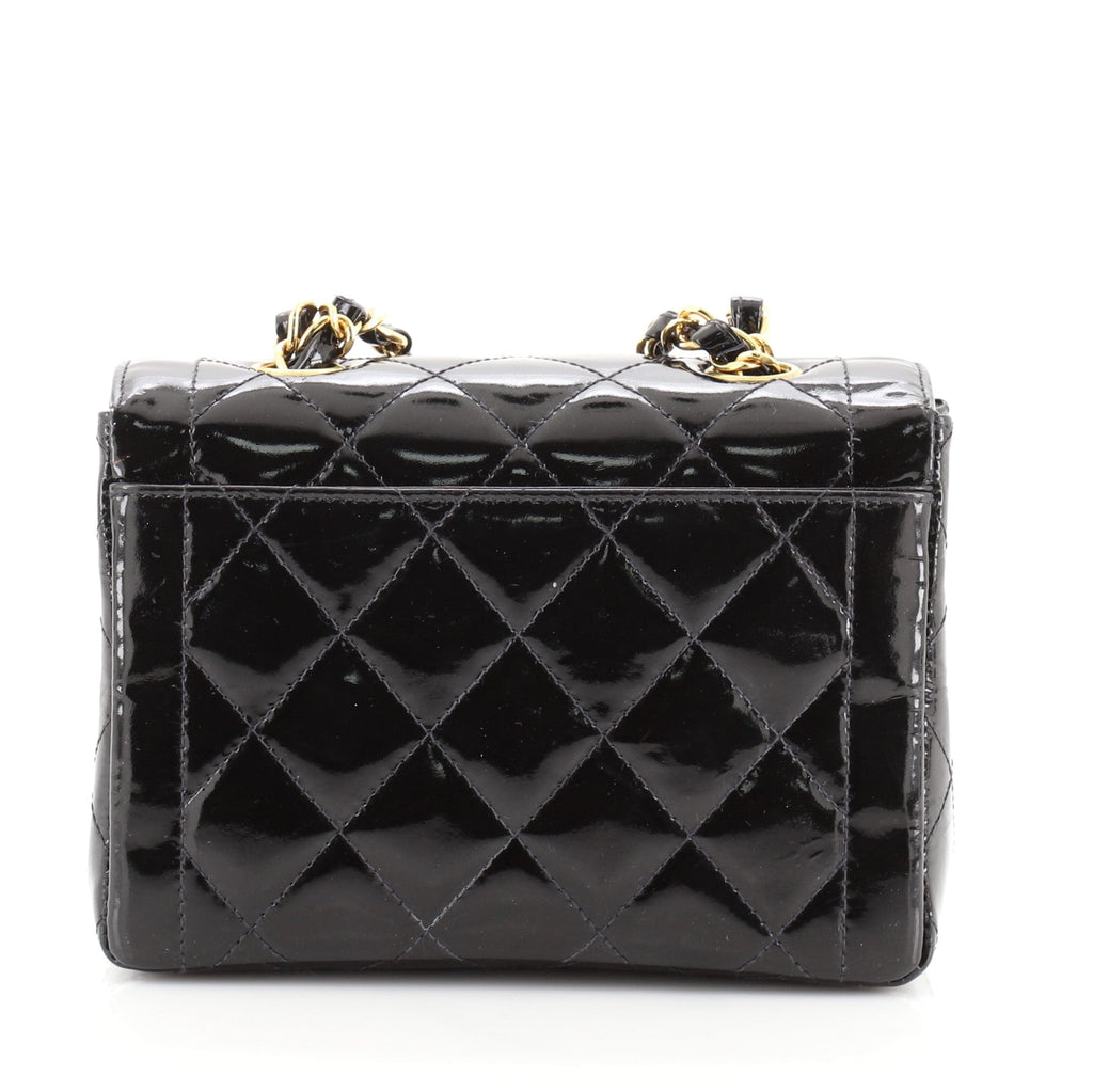 Vintage Double Chain Handle CC Flap Bag Quilted Patent Mini