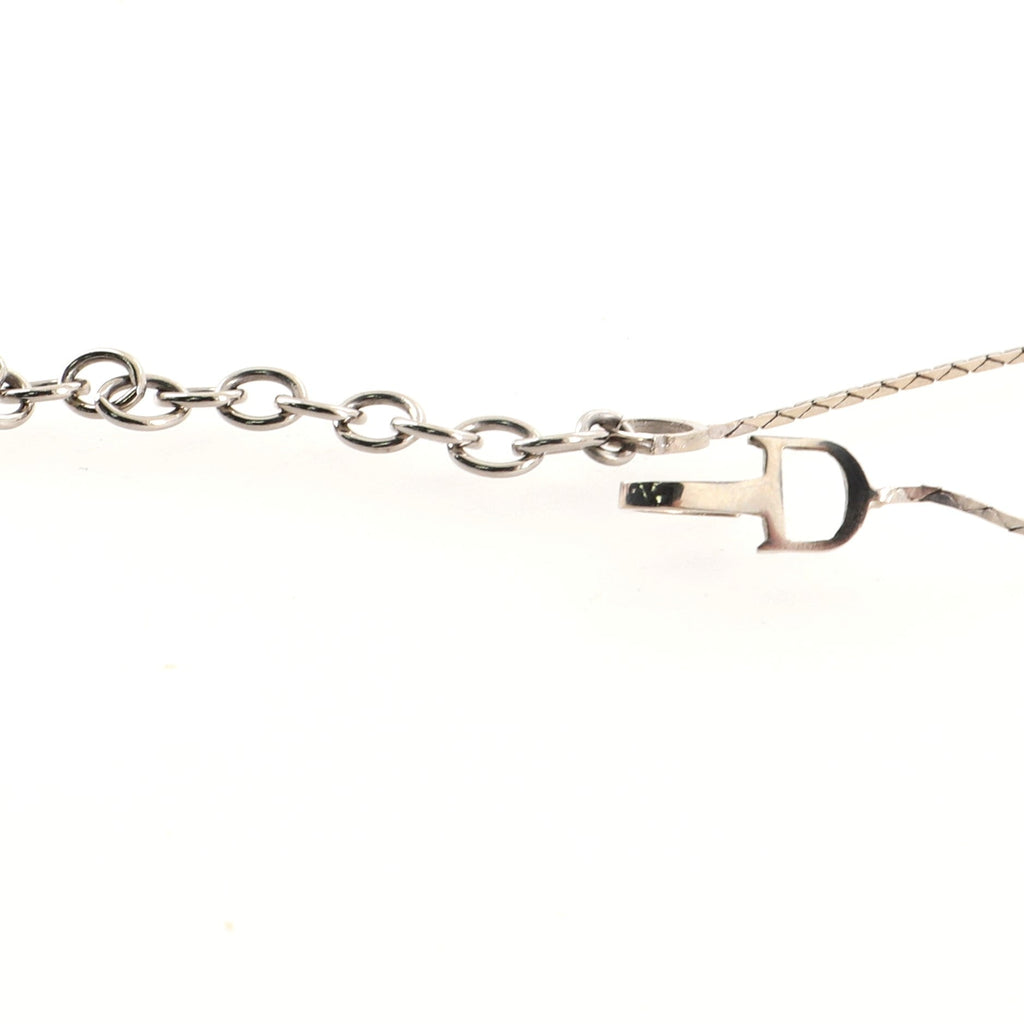 Vintage Logo Plate Choker Necklace Metal with Beads