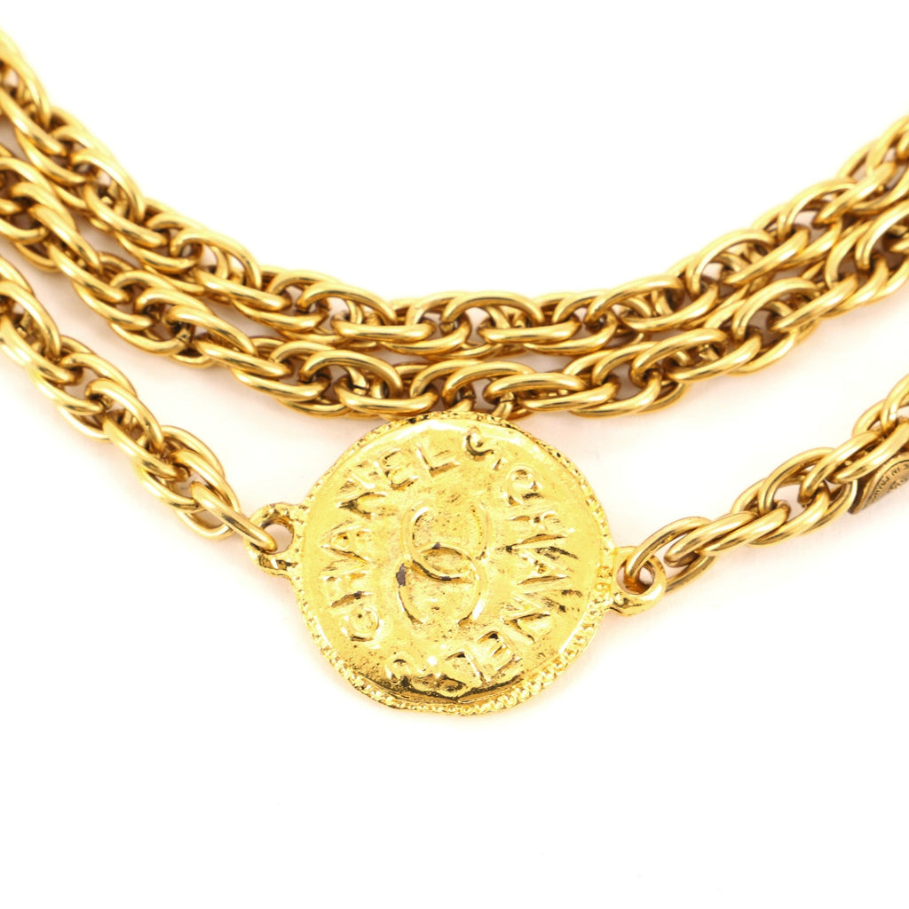 CC Medallion Chain Necklace Metal