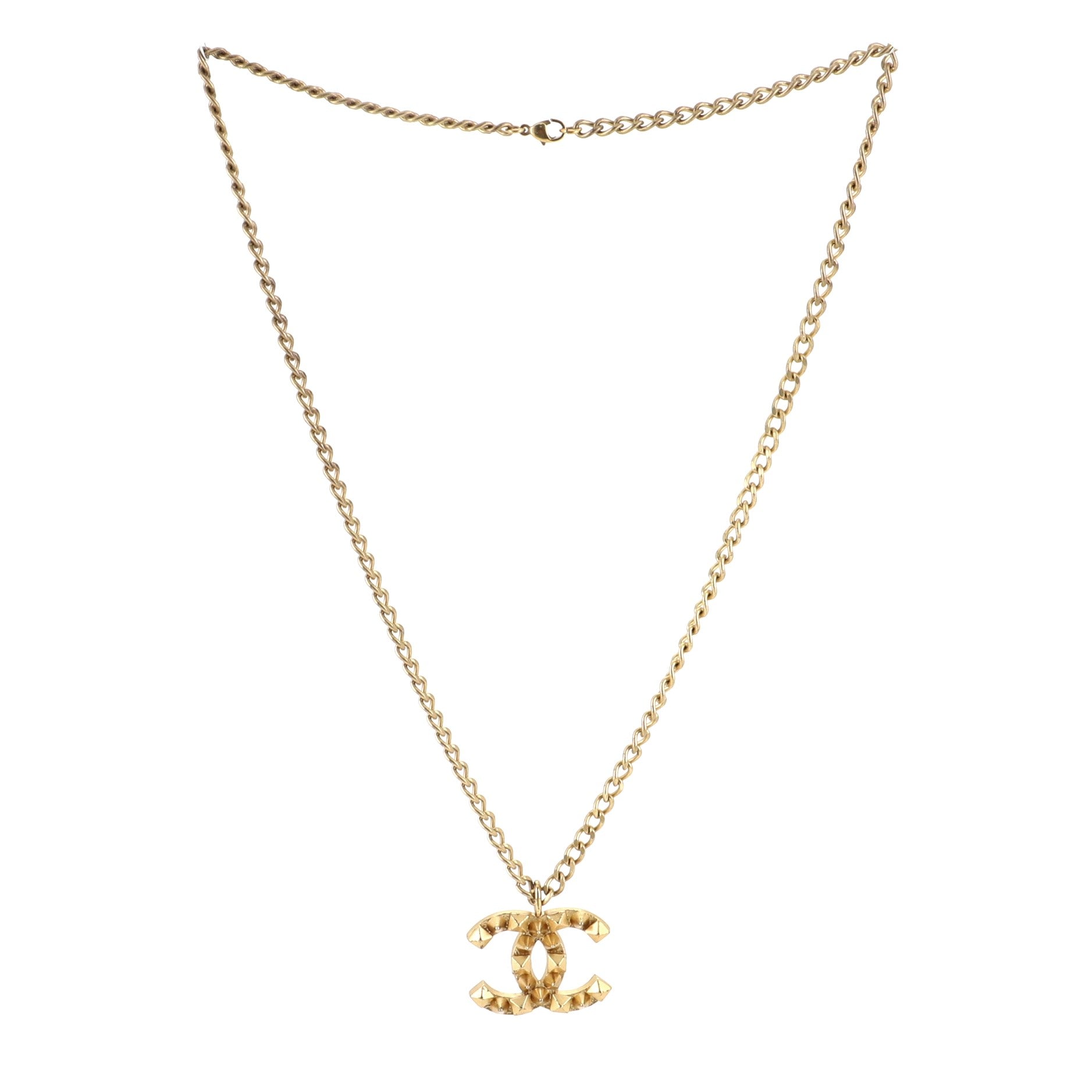 Vintage CC Stud Pendant Necklace Metal