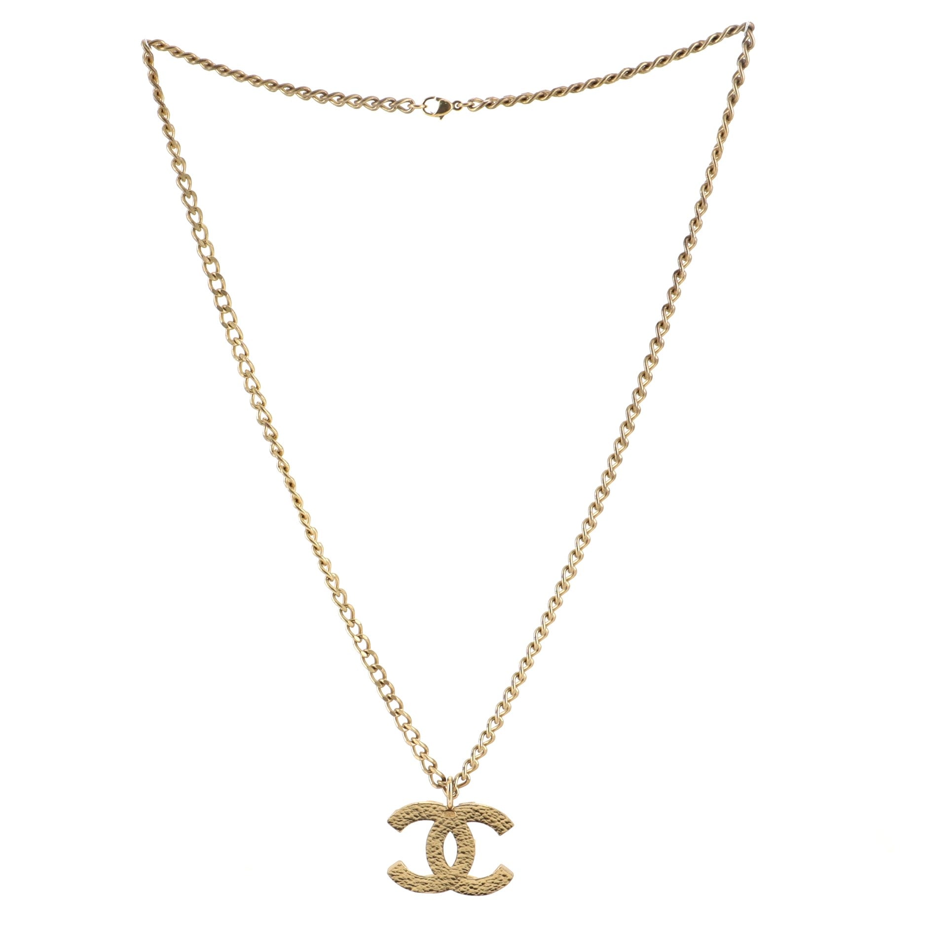 Vintage CC Stud Pendant Necklace Metal