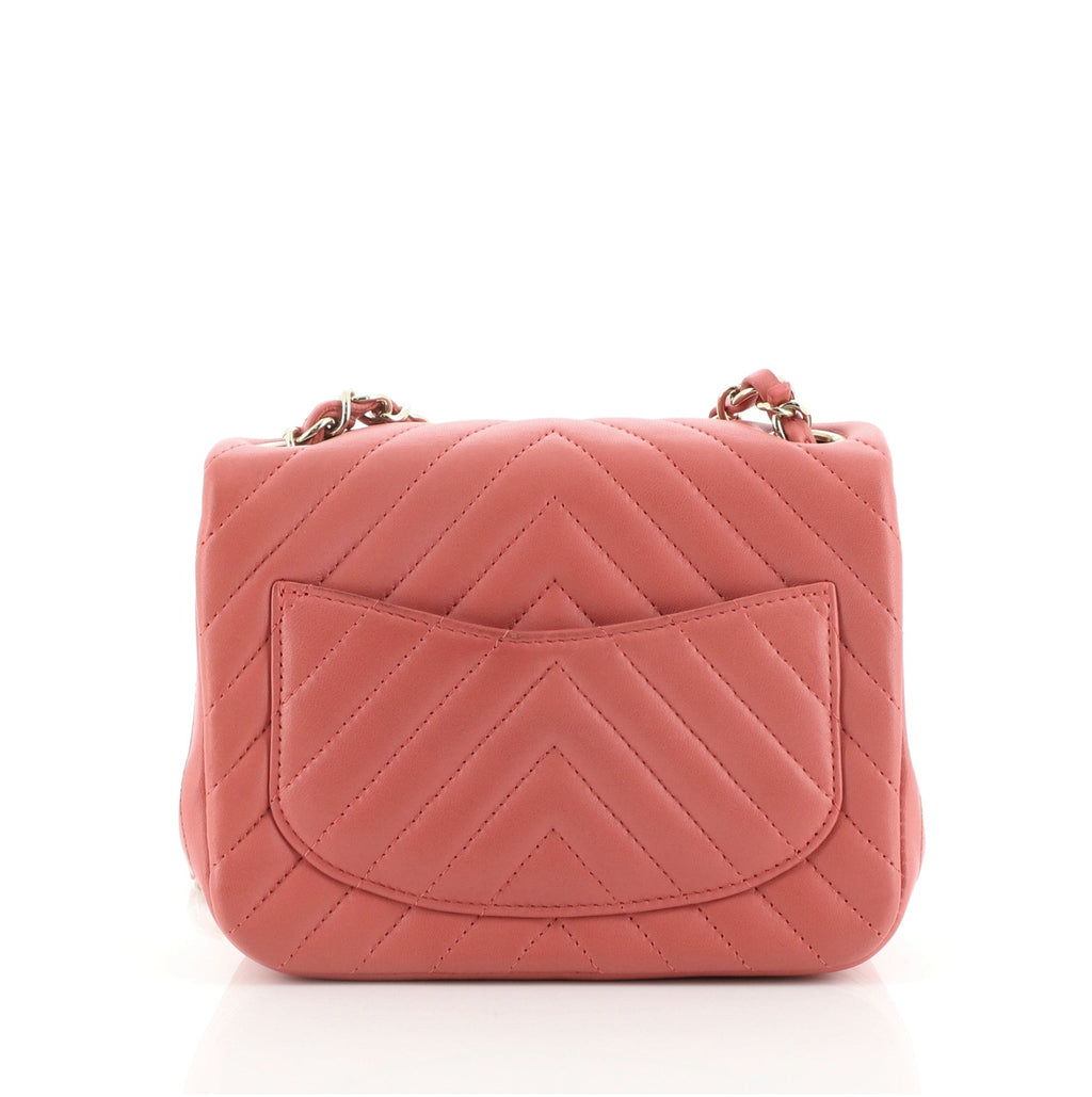 Square Classic Single Flap Bag Chevron Lambskin Mini