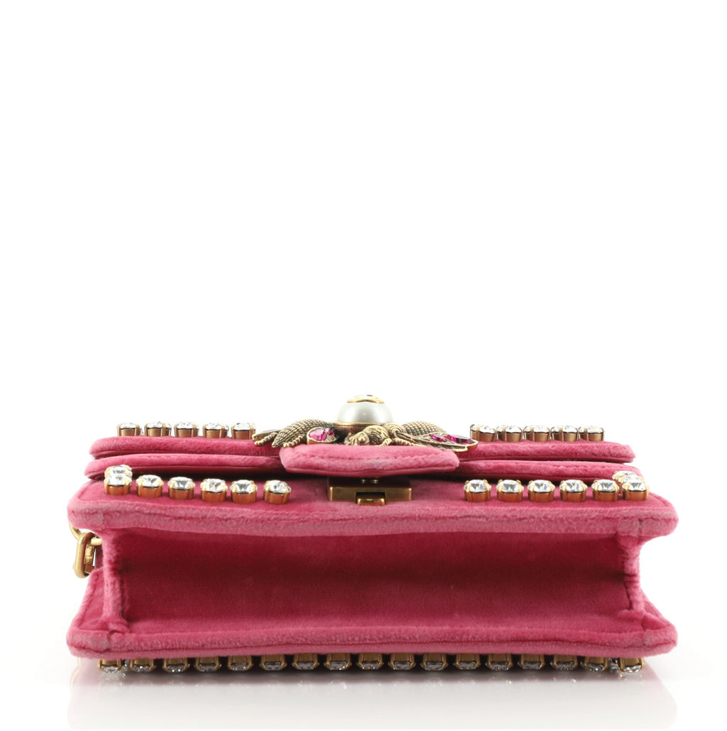 Broadway Pearly Bee Shoulder Bag Crystal Embellished Velvet Mini