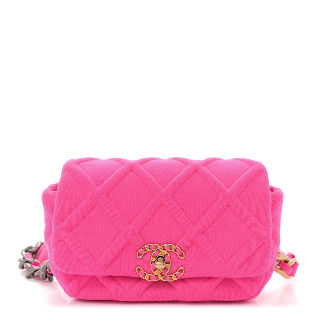 Jersey Quilted Chanel 19 Waist Bag Pink