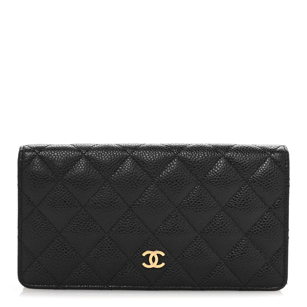 Caviar Quilted Yen Wallet Black