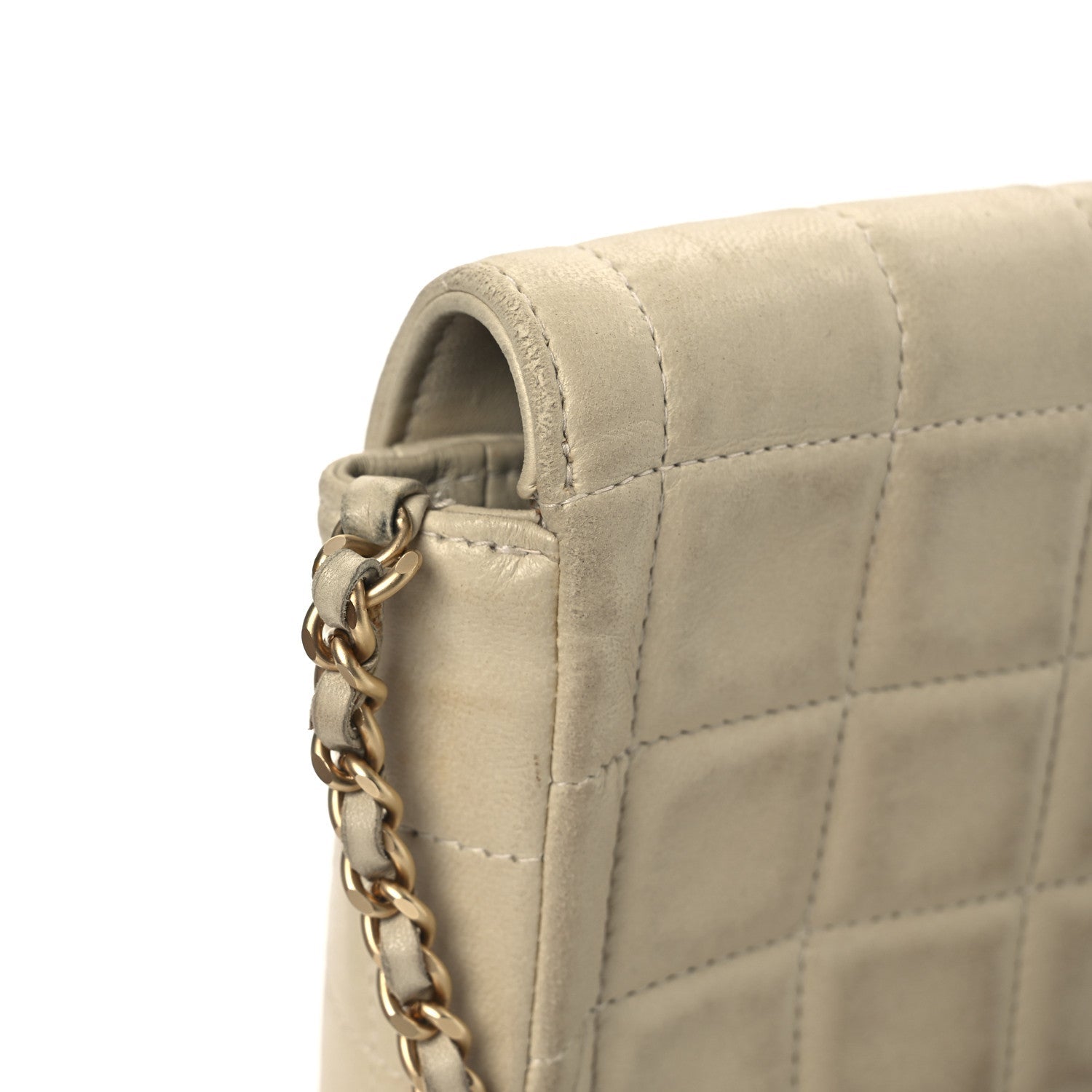 Lambskin East West Chocolate Bar Flap Ivory