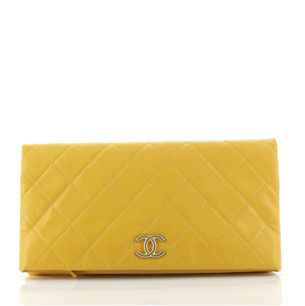 CC Foldover Clutch Quilted Lambskin Large