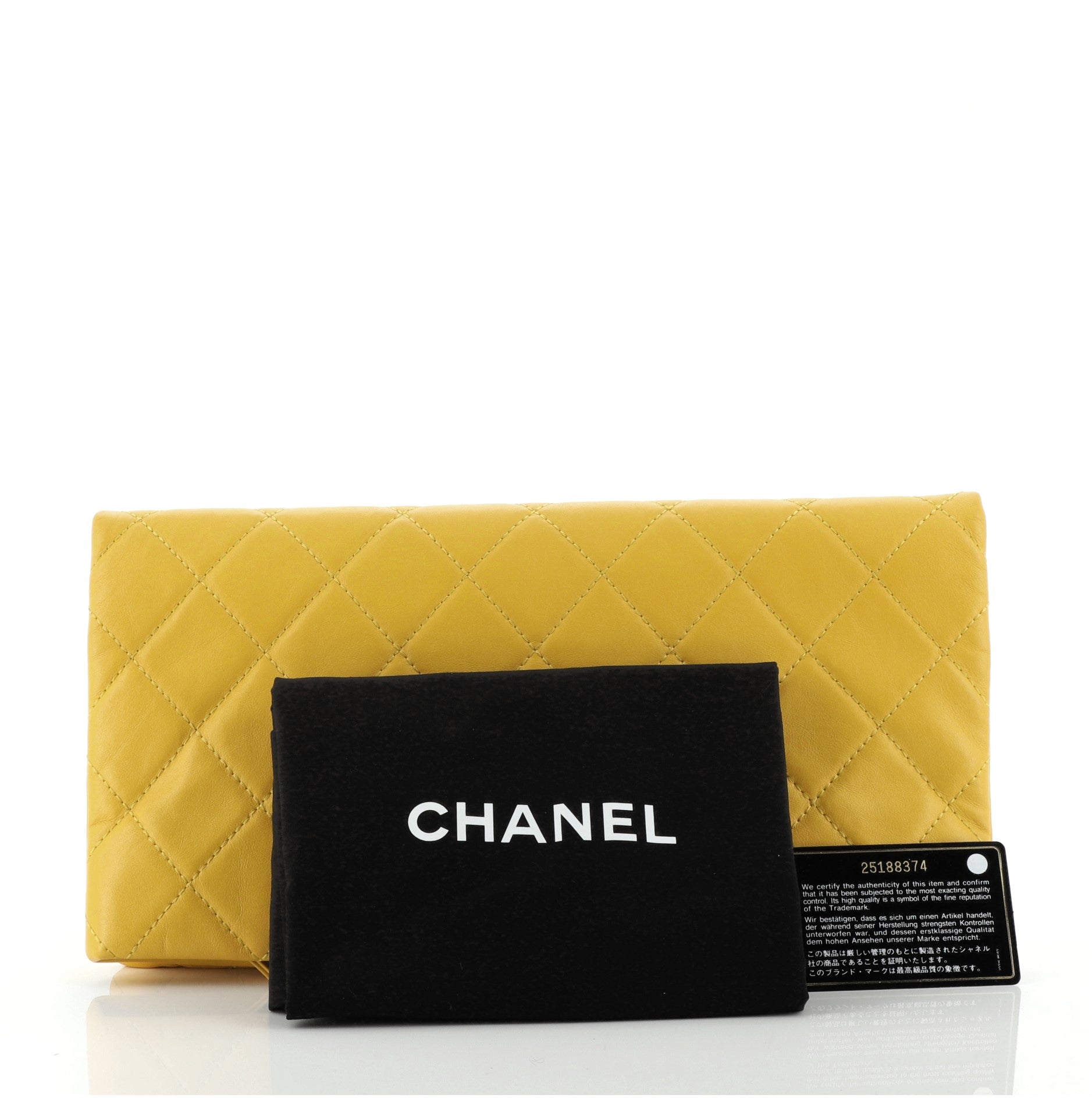 CC Foldover Clutch Quilted Lambskin Large