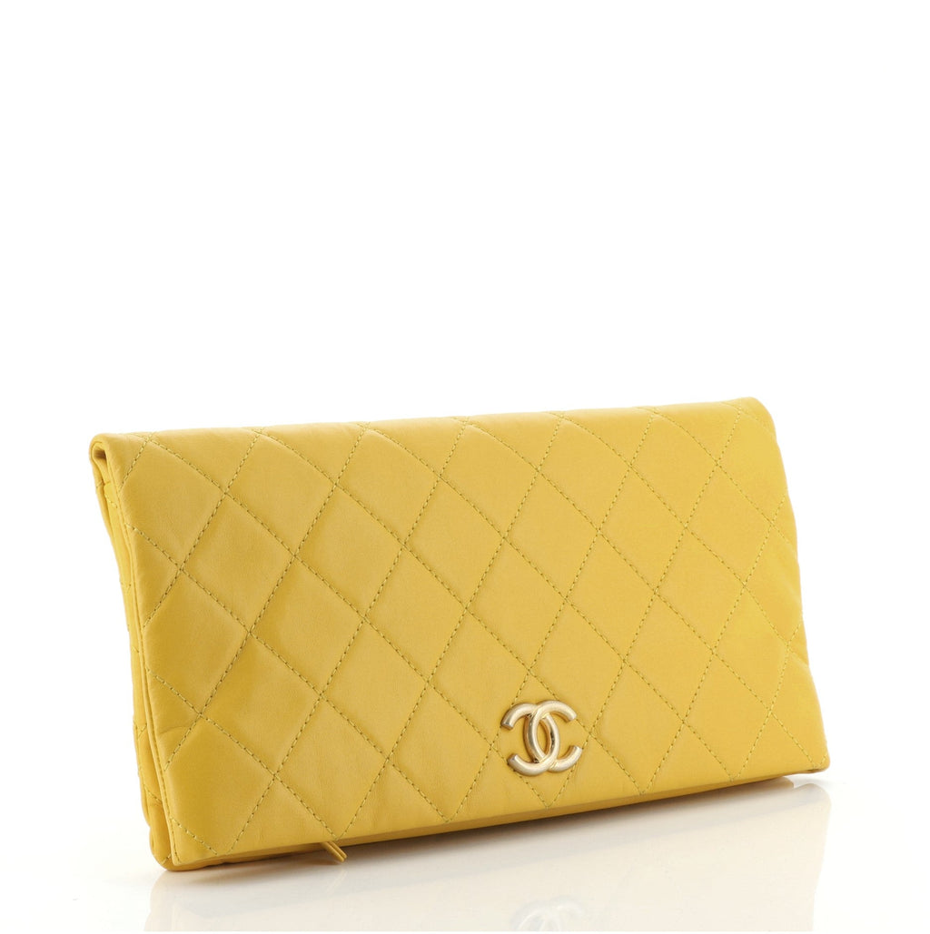 CC Foldover Clutch Quilted Lambskin Large