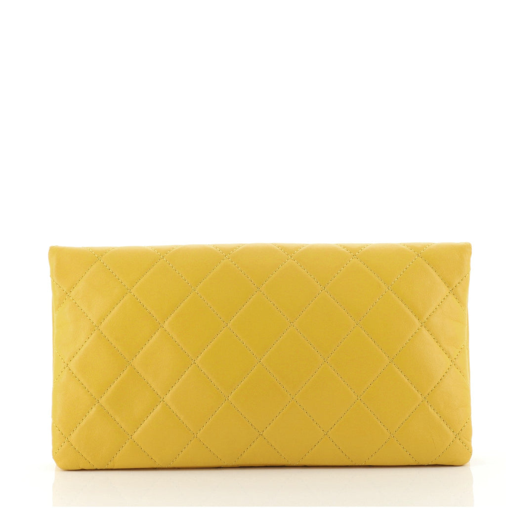 CC Foldover Clutch Quilted Lambskin Large
