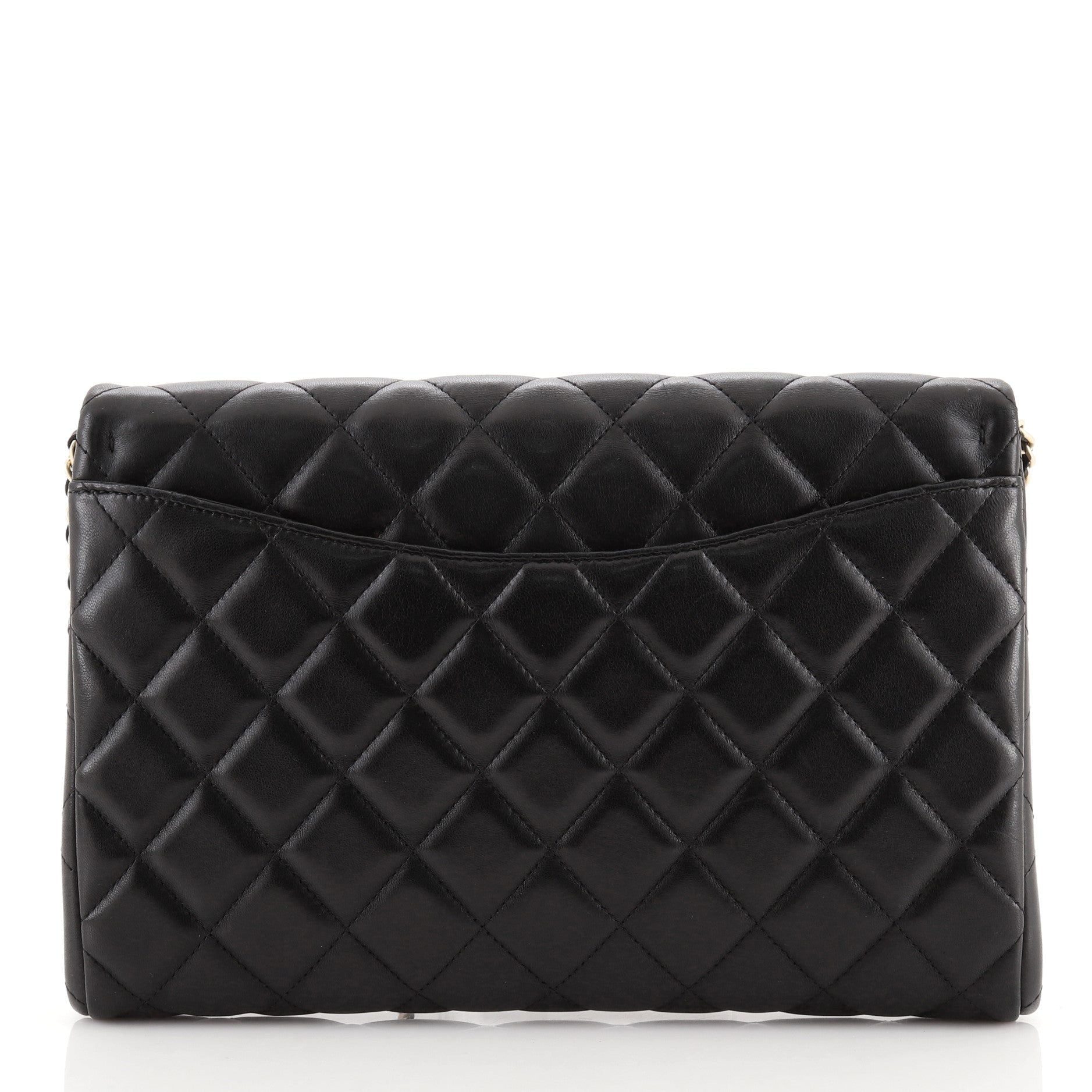 Clutch with Chain Quilted Lambskin