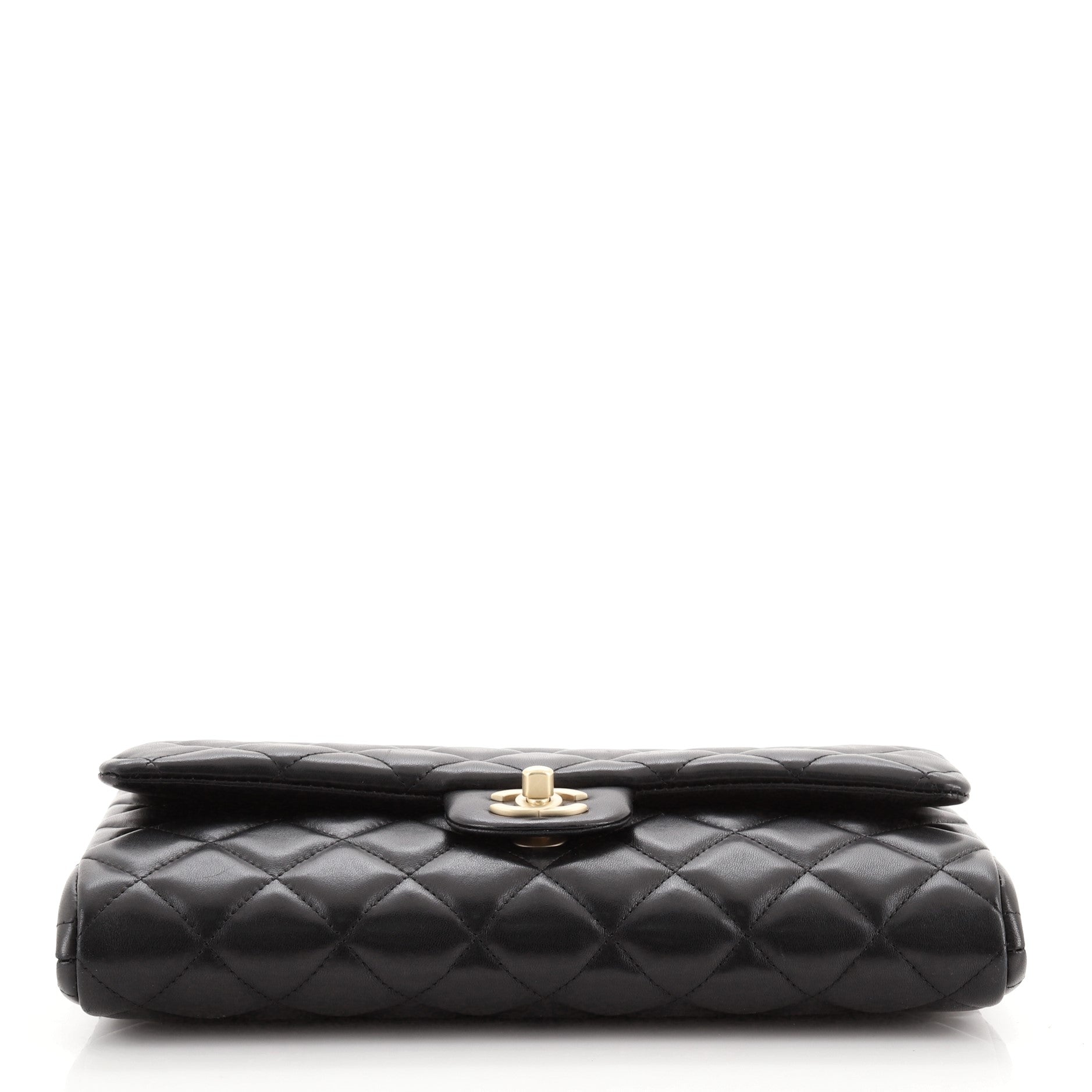 Clutch with Chain Quilted Lambskin