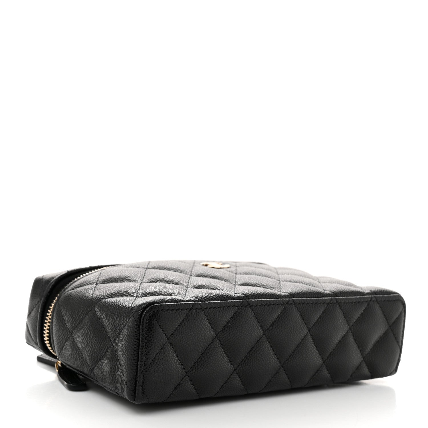 Caviar Quilted Top Handle Slim Vanity With Chain Black