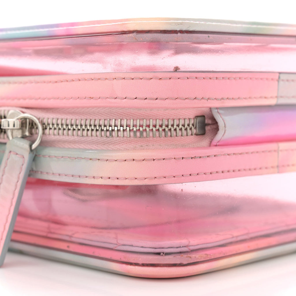 PVC Patent Calfskin Patent Lambskin Vertical Vanity Case Pink