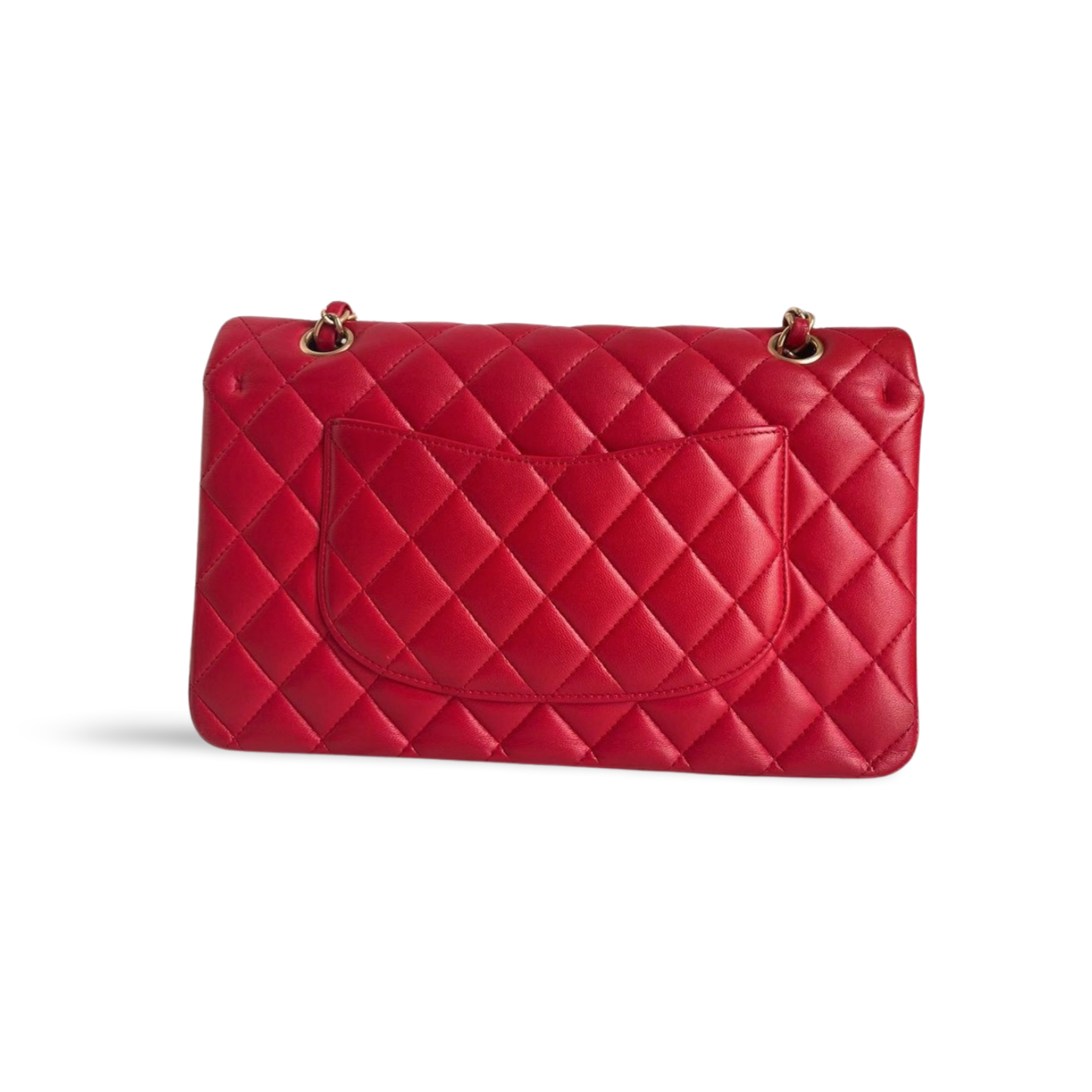 Chanel Red Classic Double Flap Bag in Medium Size Lambskin Leather With Gold Hardware