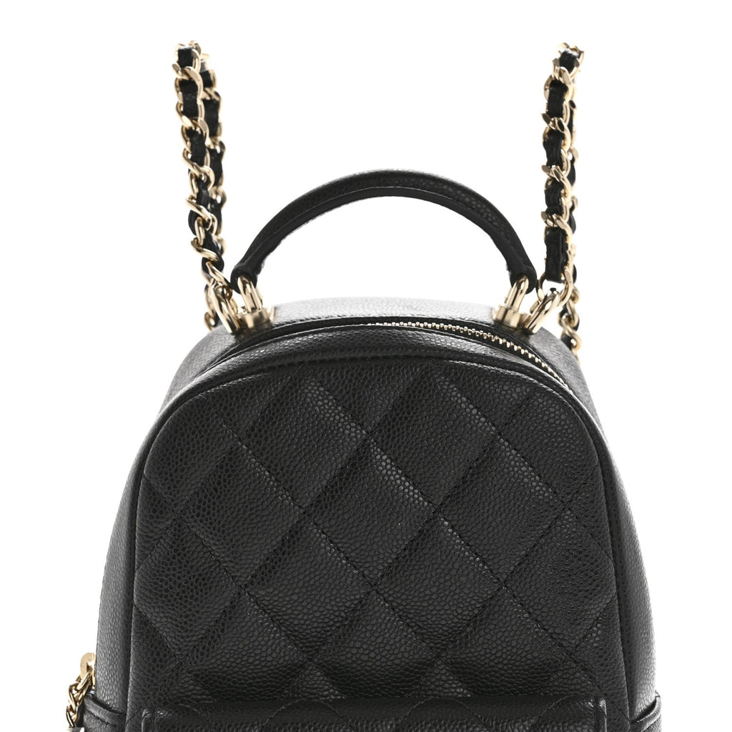 Caviar Quilted CC Mini Classic Backpack Black