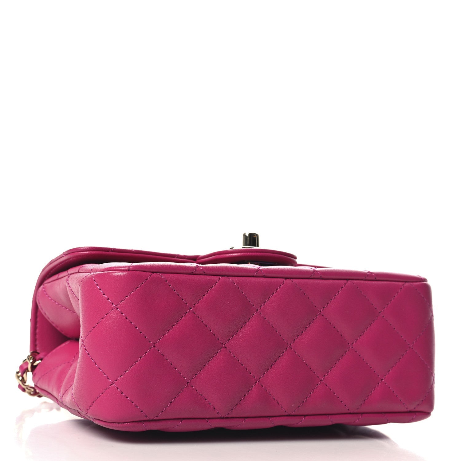 Lambskin Quilted Mini Crystal Top Handle Rectangular Flap Dark Pink