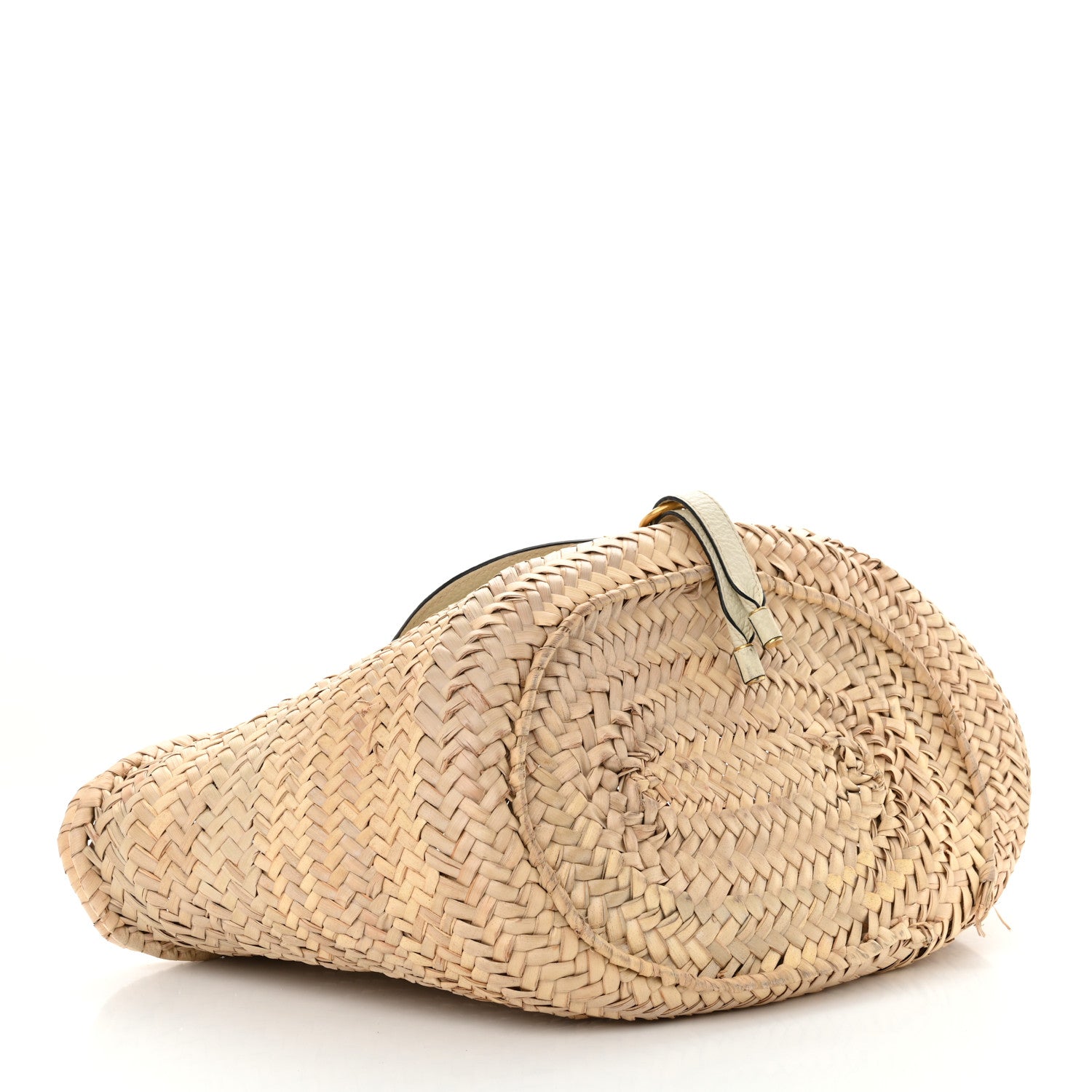 Raffia Grain Calfskin Medium Marcie Basket White