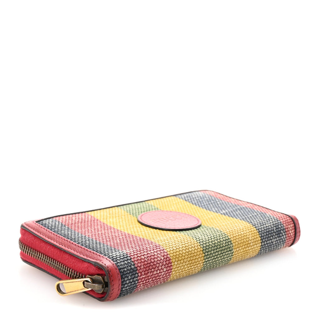 Canvas Marley Stripe Script Logo Gucci 100 Zip Around Wallet Multicolor