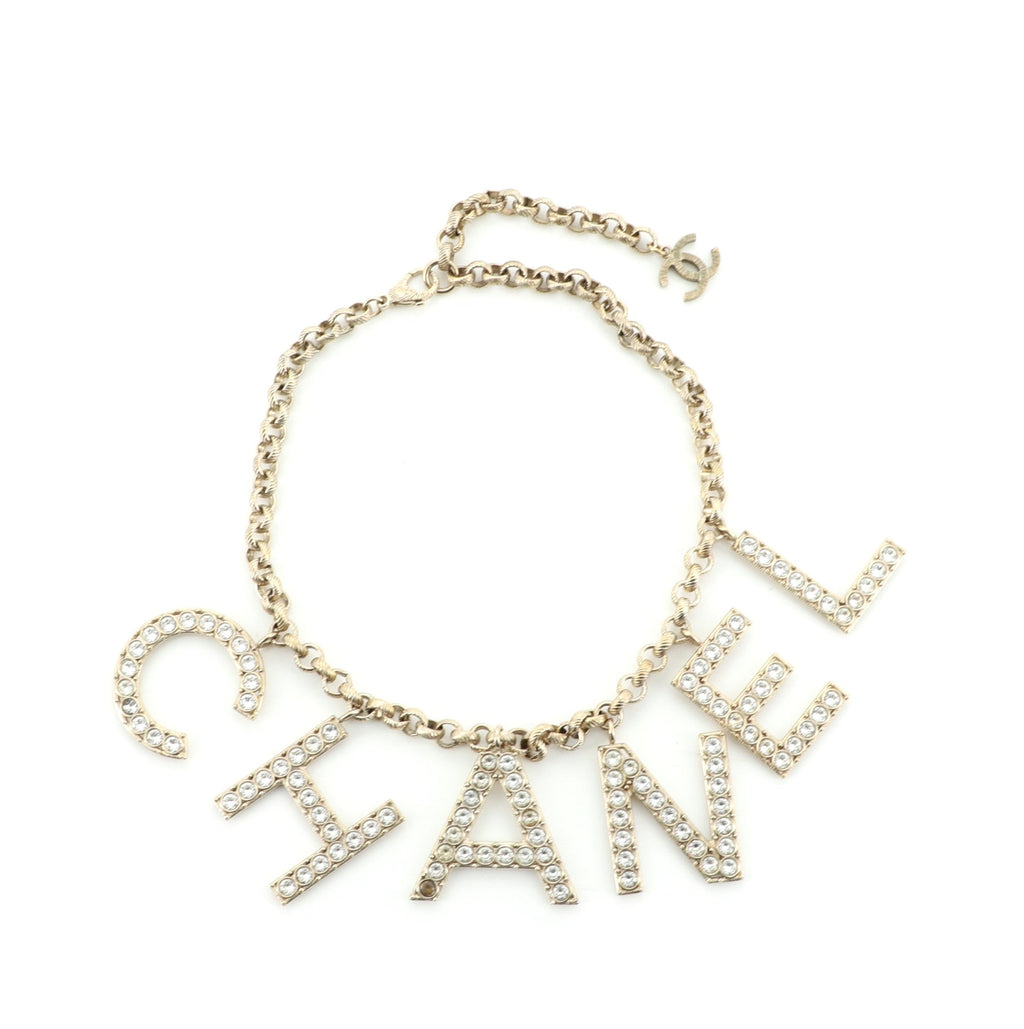 Letter Choker Necklace Crystal and Metal