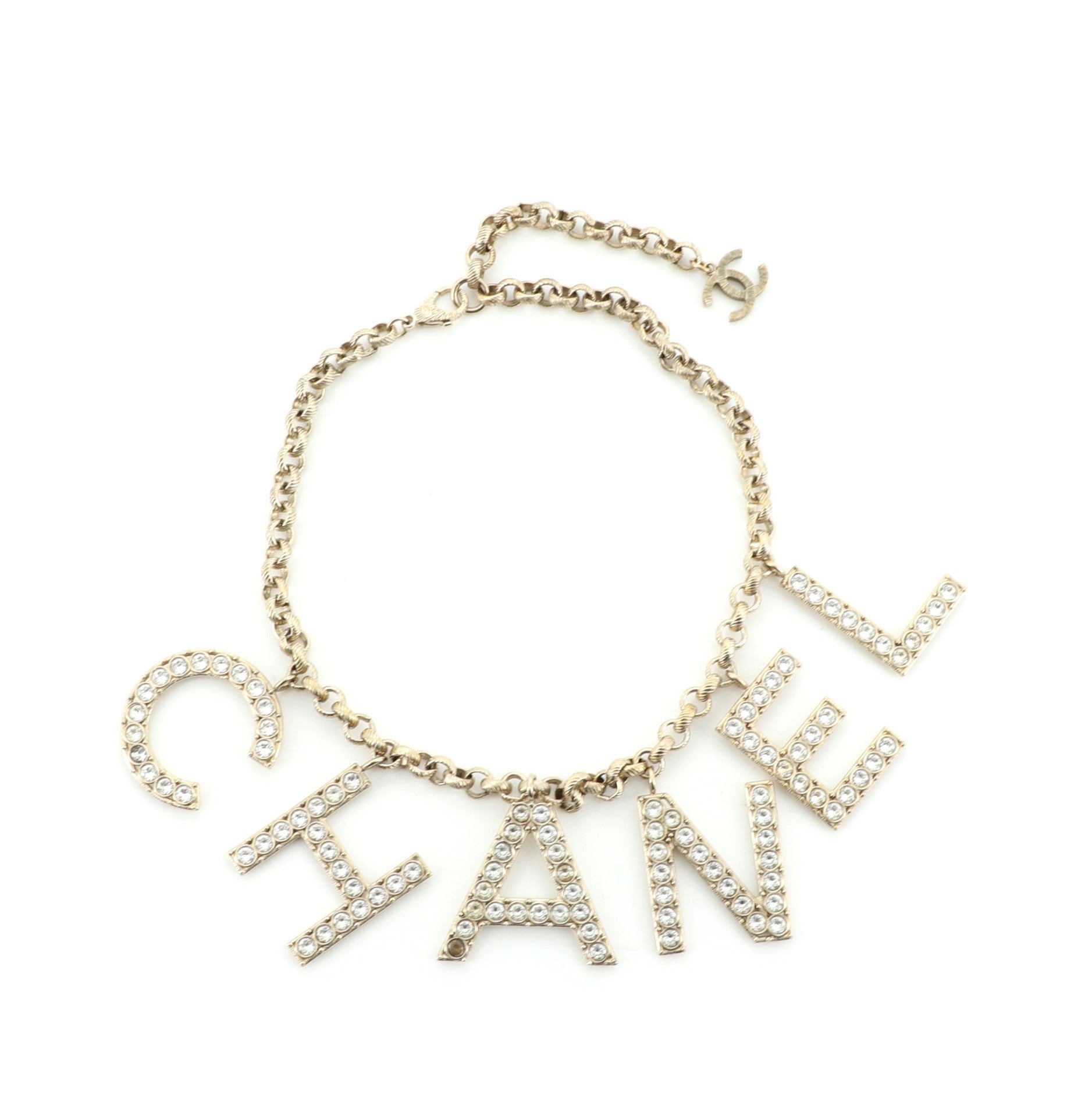 Letter Choker Necklace Crystal and Metal