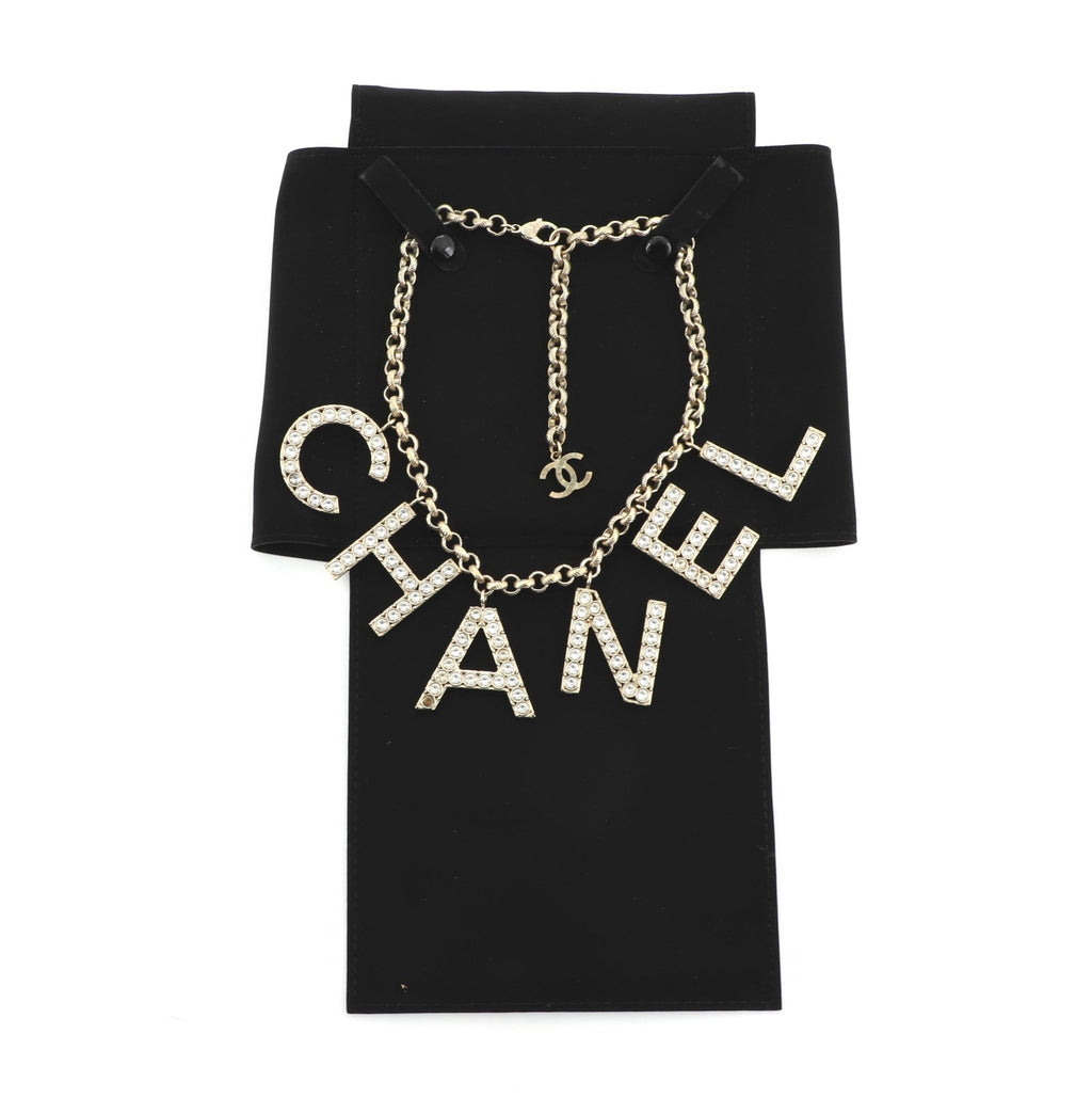 Letter Choker Necklace Crystal and Metal